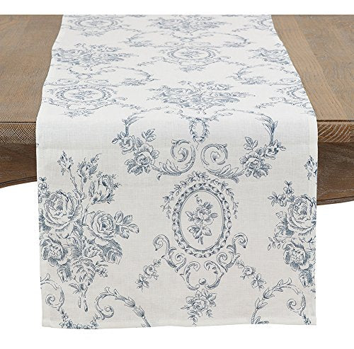 Floral Story Pure 100% Pure Linen Table Runner - Indigo Elegant Table Cover for Home, Dining Room, Weddings, Banquets, Holidays and Special Occasions