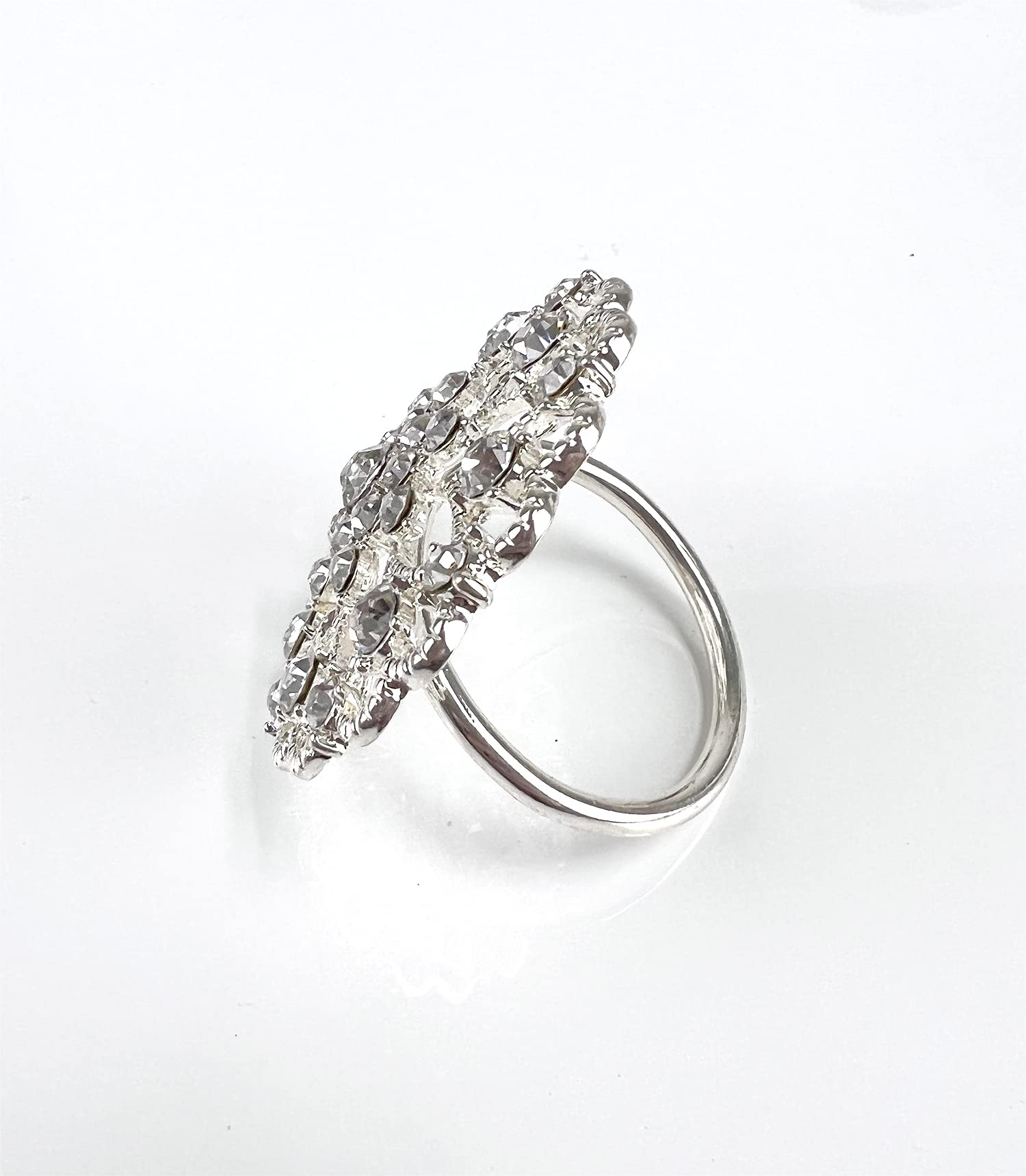 Fennco Styles Rhinestone Crystal Flower Napkin Rings Wedding Holiday Table Decoration - Set of 4