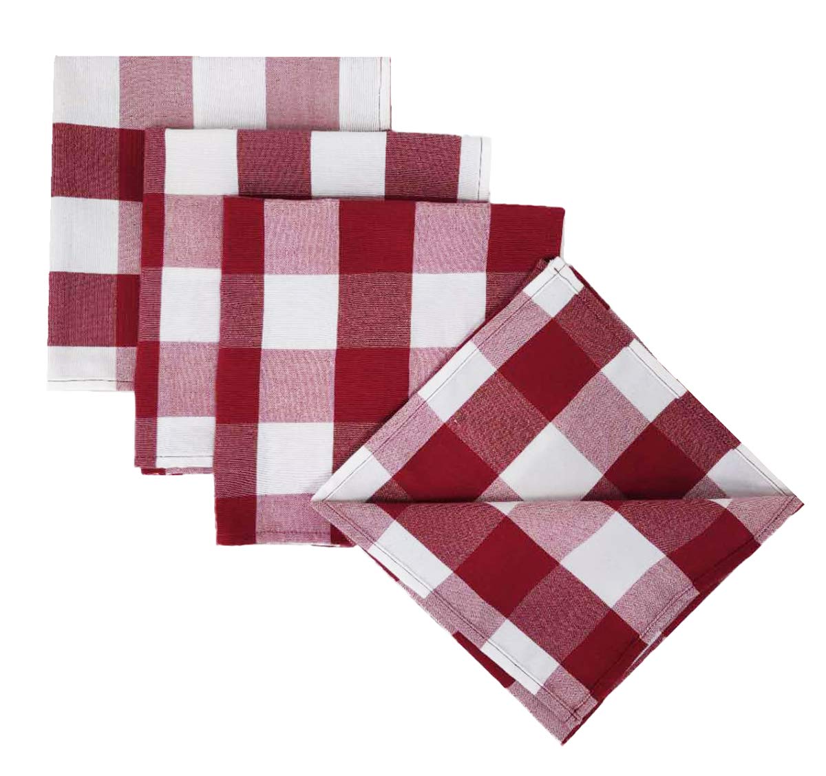 Fennco Styles Buffalo Check Design Cloth Napkins 18" W x 18" L, Set of 4 - Handmade in USA - Plaid Rustic Dinner Napkins for Everyday Use, Banquet, Holiday, Family Gathering and Special Occasion