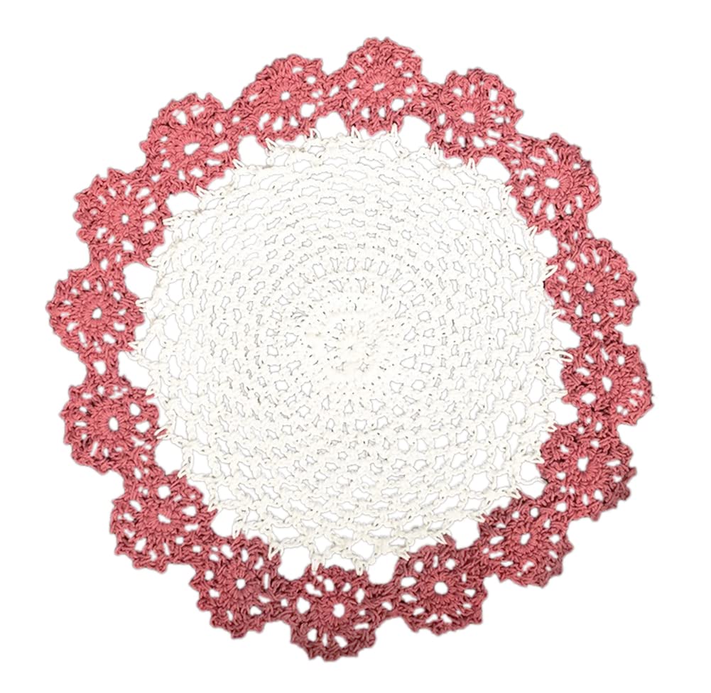 Fennco Styles Handmade Two-Tone Floral Crochet Tray Doily, 9" Round - Cloth Placemat for Everyday Use, Holidays, Home Décor, Cocktail Party, Tea Party, Special Occasion