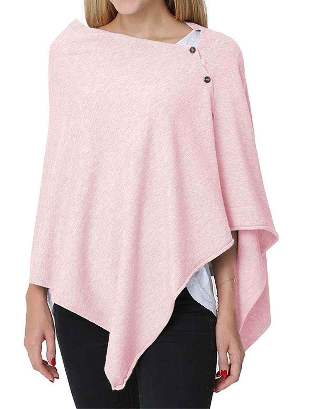 stylesilove Multi-Use Knit Nursing Shawl Poncho Adjustable Buttons for Breastfeeding Protection Nursing Cover Infinity Scarf