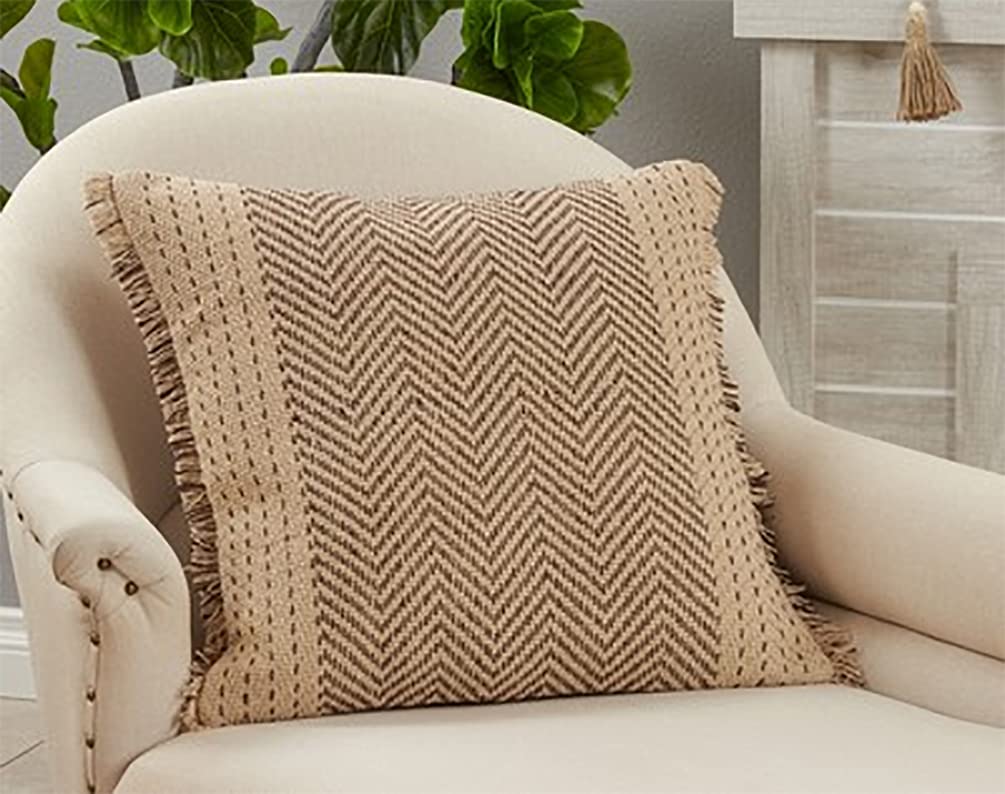 Modern Kantha Stitch Design 100% Cotton Decorative Throw Pillow Cover 14 x 23 Inch - Grey Cushion for Couch, Living Room and Bedroom Décor