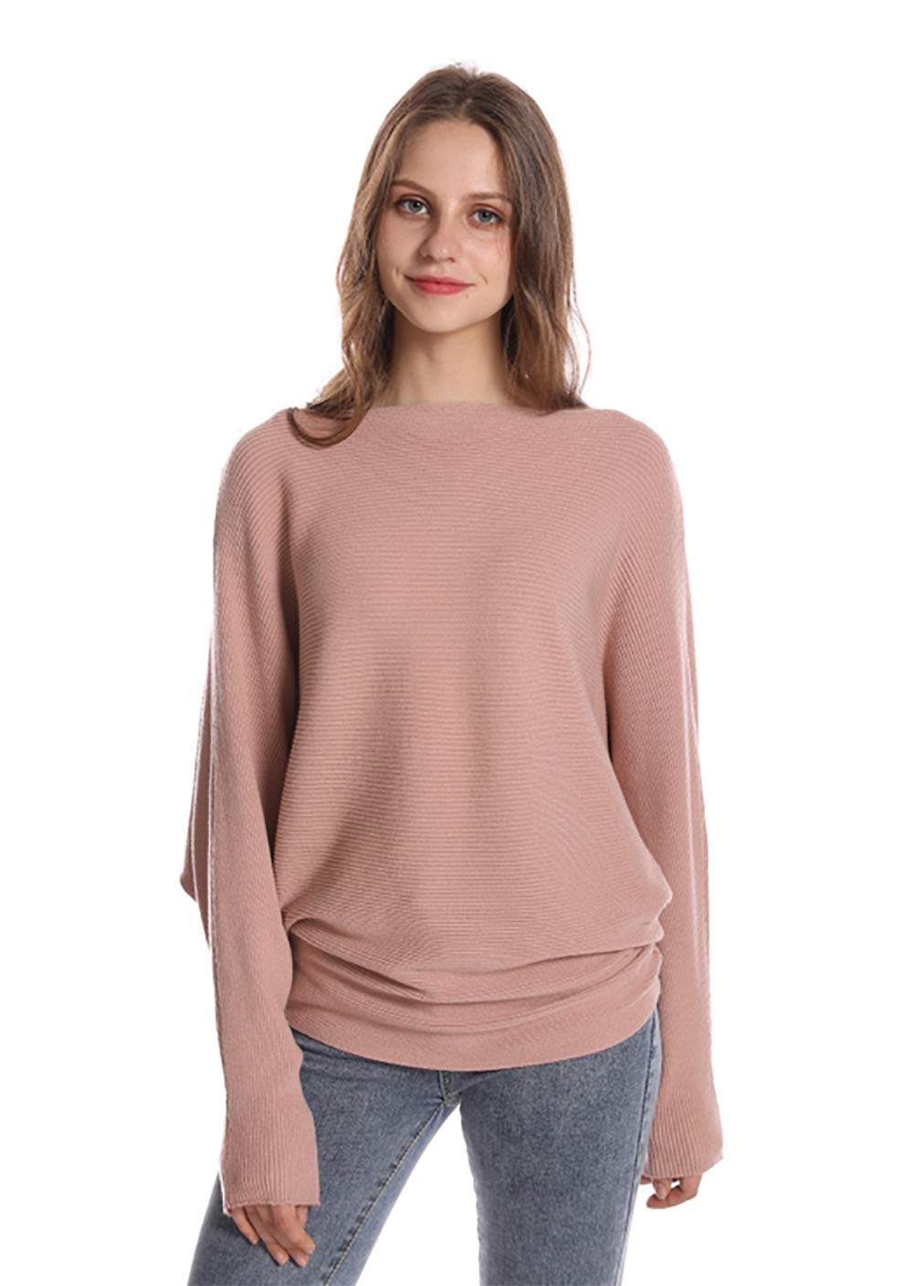 Styles I Love Women Autumn Winter Boat Neck Batwing Sleeve Pullover Knitted Sweater Long Sleeve Loose Top