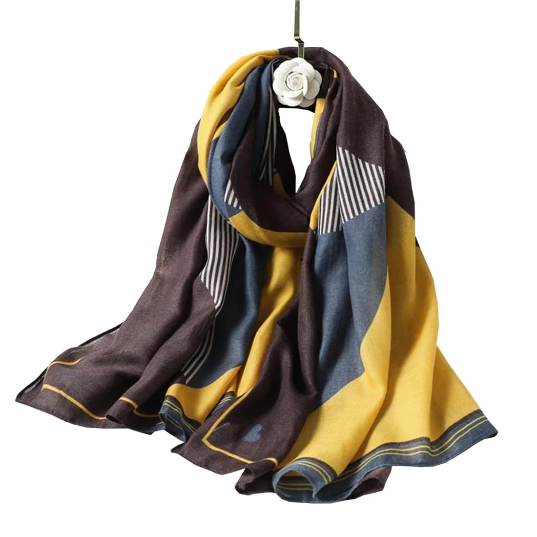 stylesilove Women Stripe Geometric Printed Lightweight Fashion Scarf Large Shawl Scarves Neck Wraps for All Season, 7 Colors