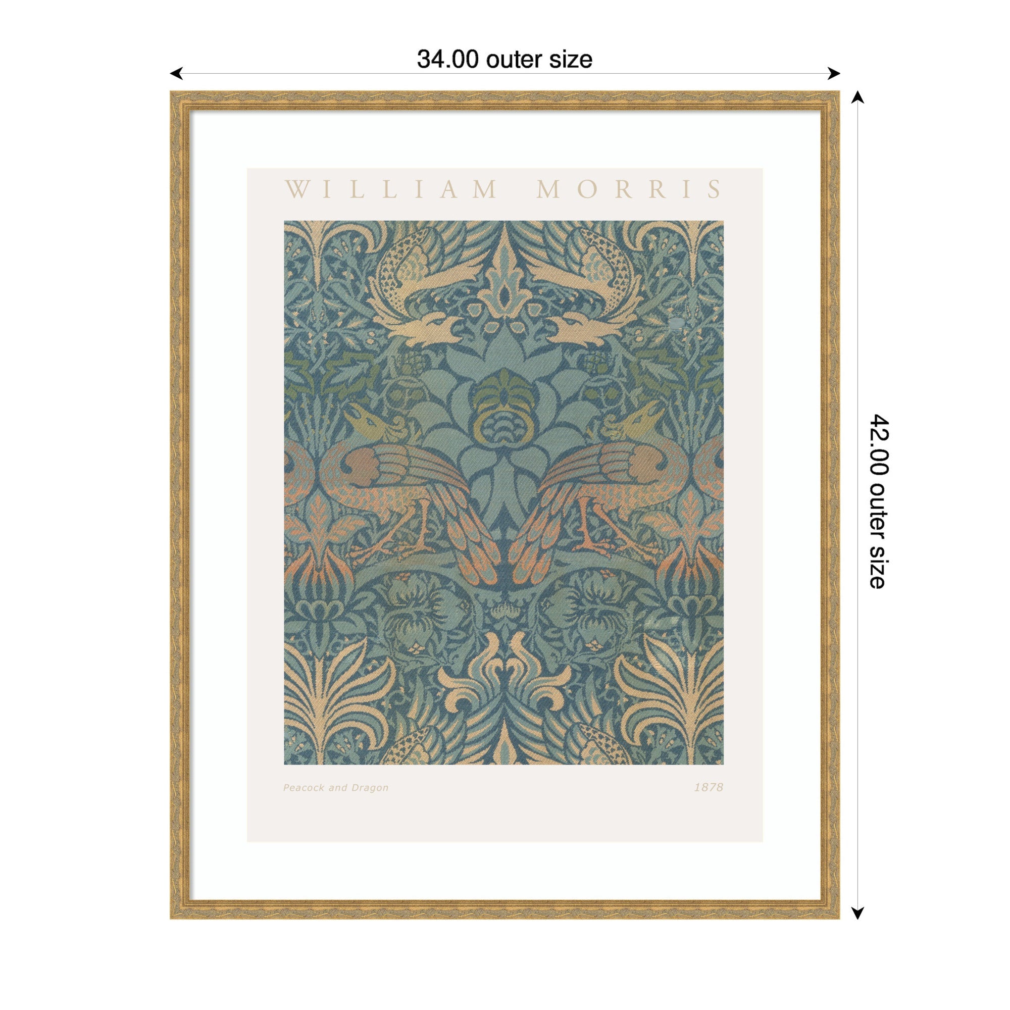 Framed Art Poster William Morris Peacock and Dragon 1878 by The Art Institute of Chicago
