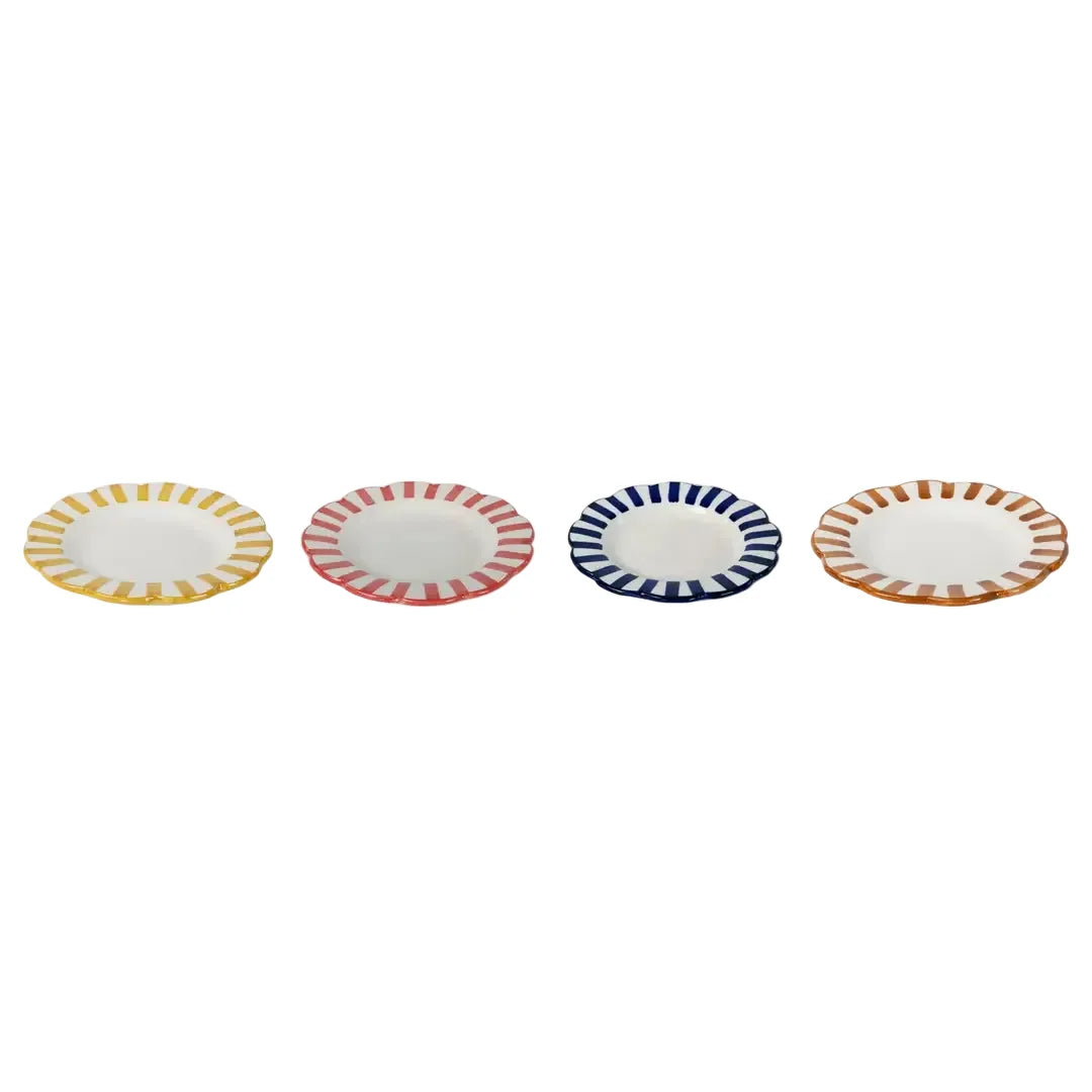 Yellow Stripe Dinner Plate | Handpainted Ceramic (Set of 2)