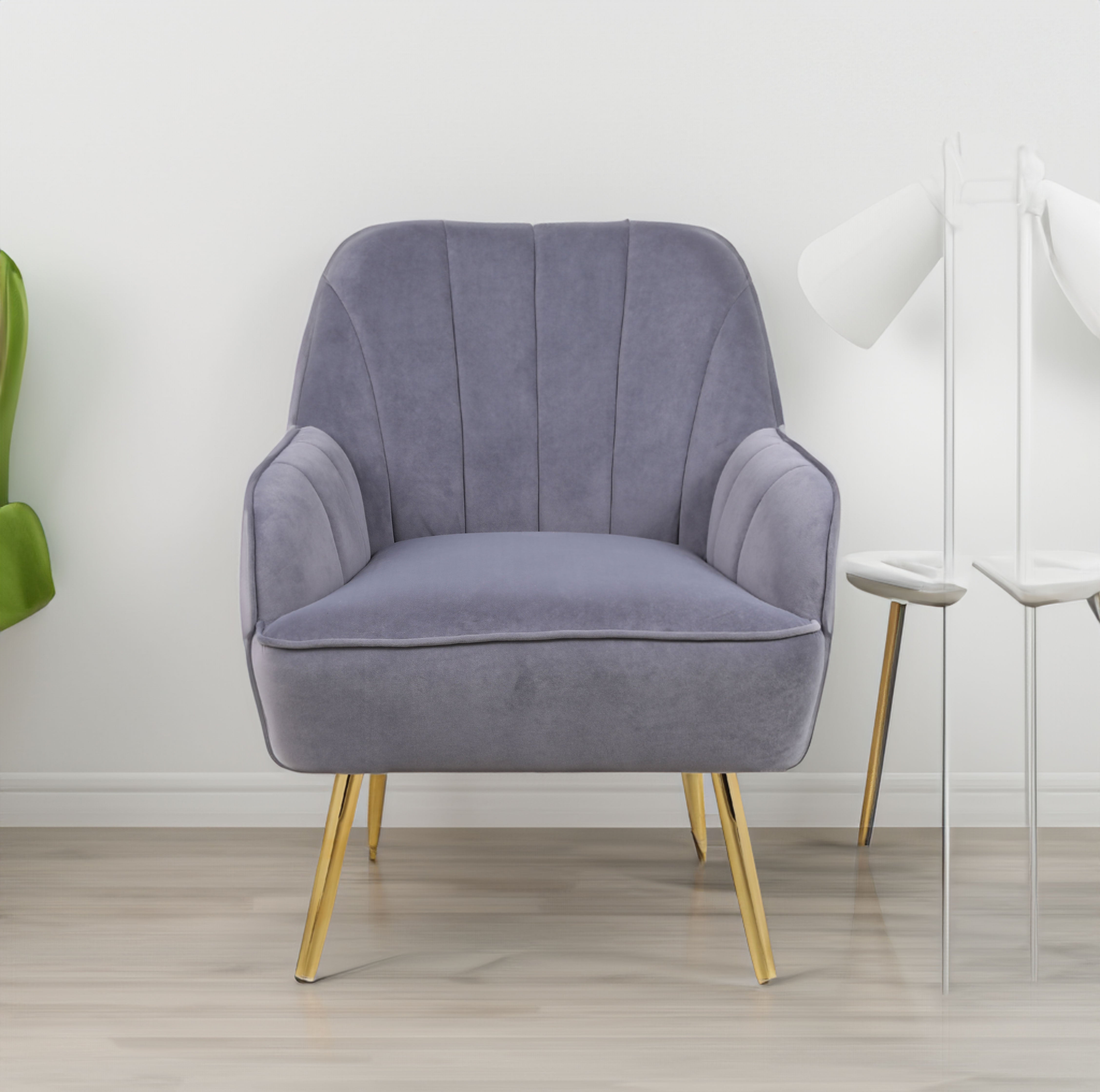 Modern Mid Century Chair velvet Sherpa Armchair for Living Room Bedroom Office Easy Assemble