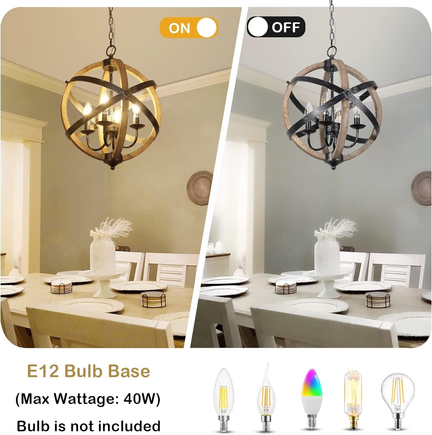 4-Light Dining Room Farmhouse Chandelier Light Fixtures