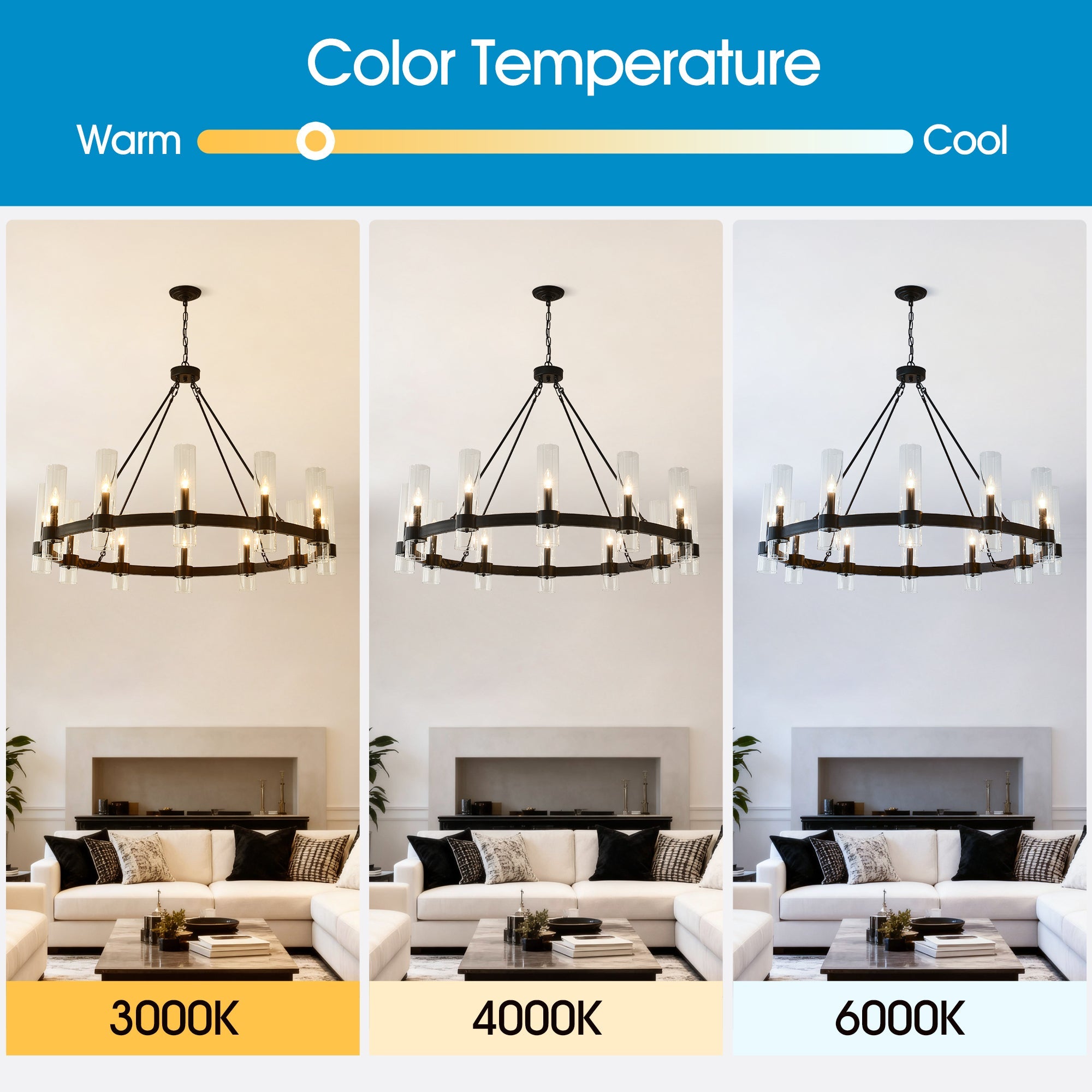 12-Light Matte Black Wagon Wheel Chandelier