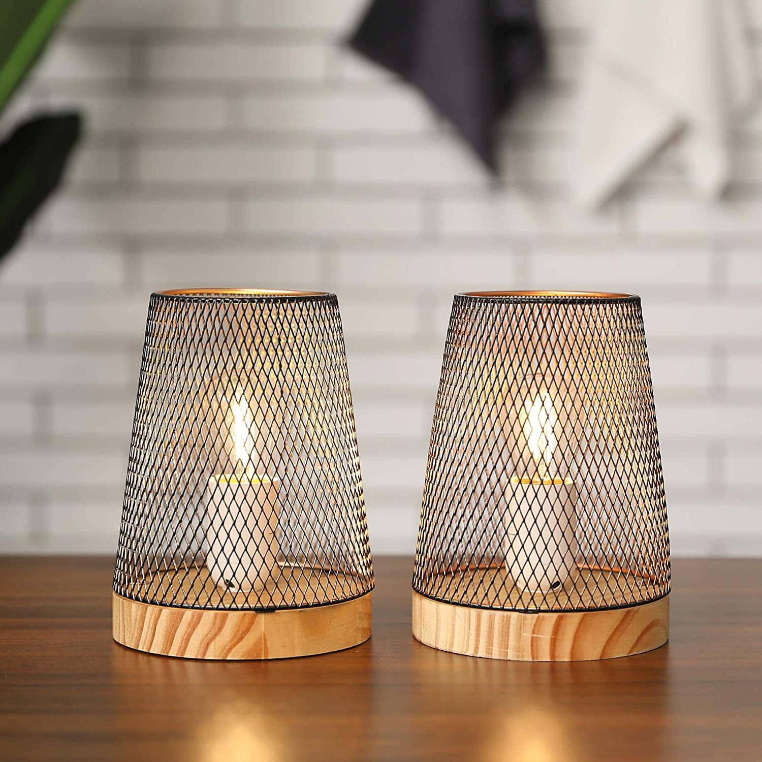 7.5''High Battery Powered Metal Mesh Table Lamp(Set of 2)