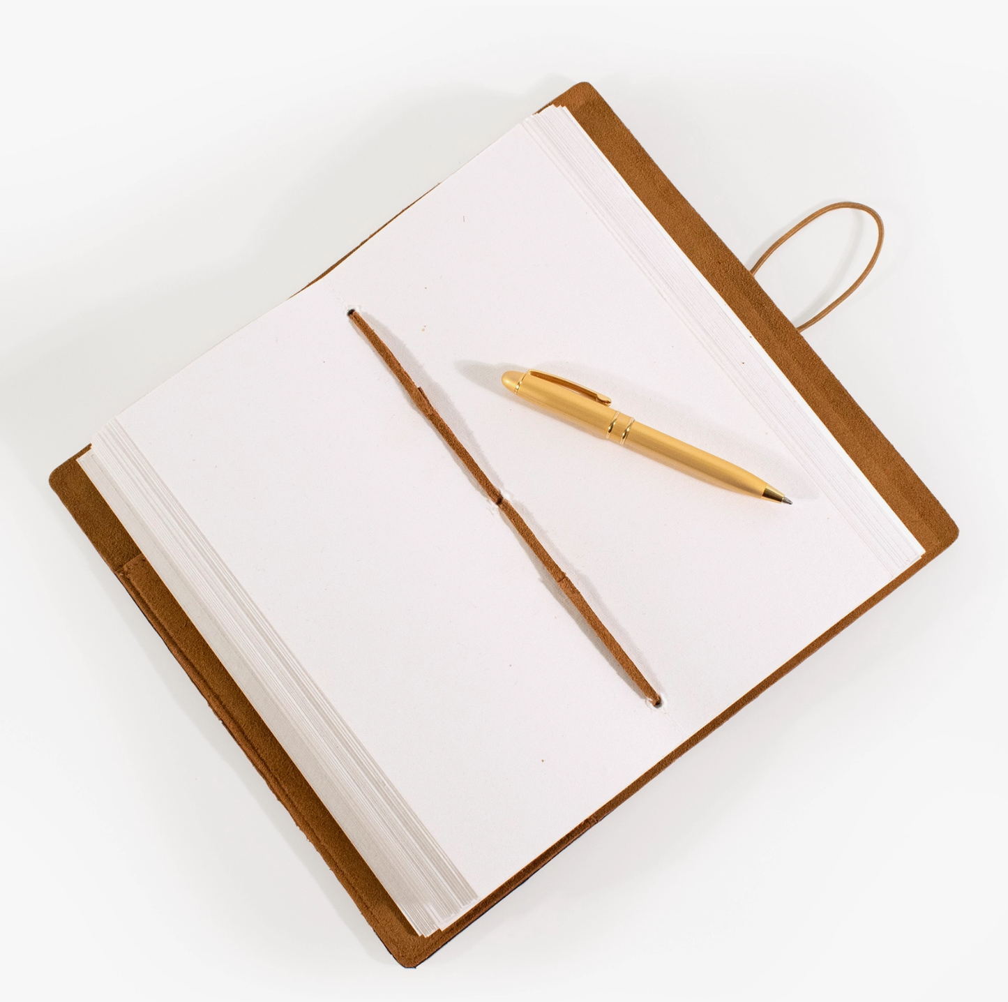 Suede Journal W/ Organic Cotton Paper Small: Cognac