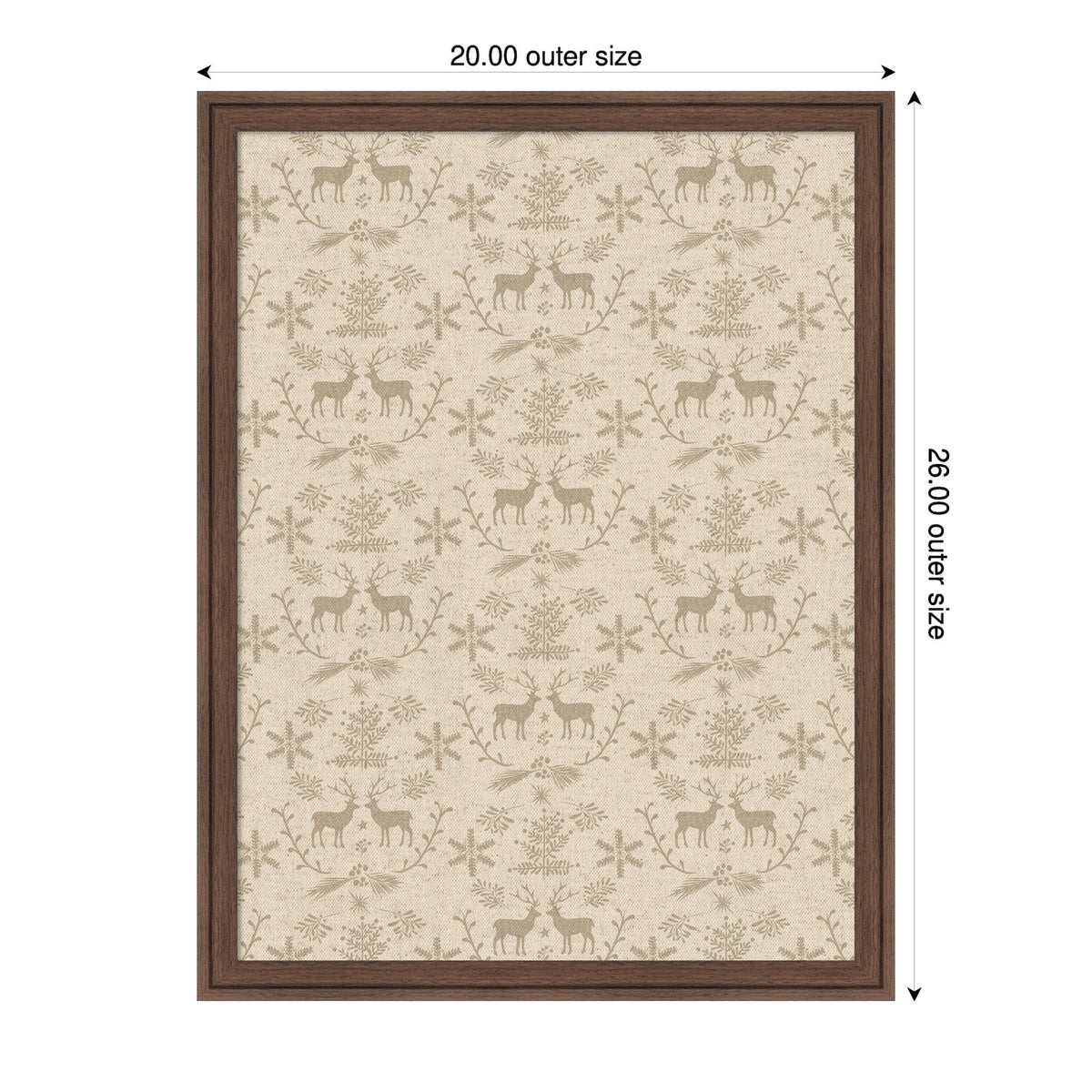 Framed Fabric Pinboard Reindeer Linen Printed Bulletin Board