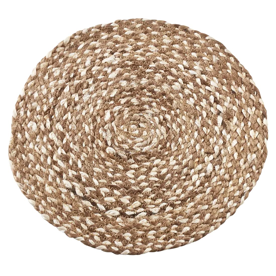 100% Jute Woven Design Farmhouse Placemats 16 Inch Round, Set of 4 - Natural Braided Table Mats for Home, Dining Room, Banquets, Family Gathering and Special Occasion