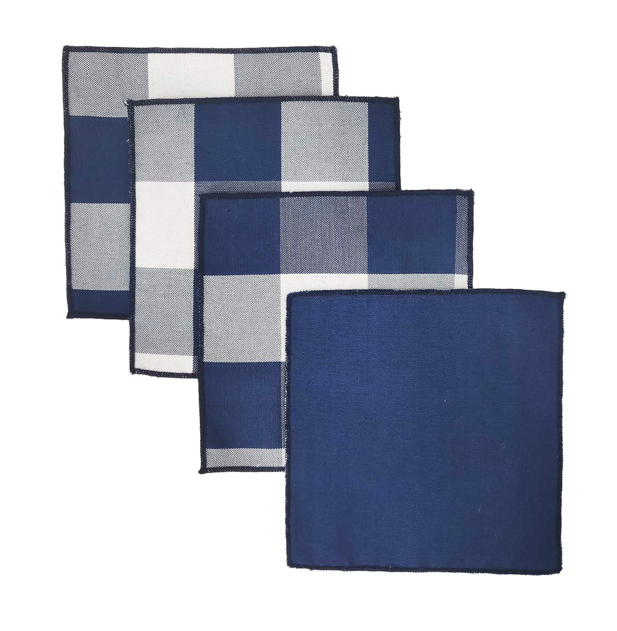 Fennco Styles Buffalo Check Double Layers Reversible Coasters 6"W x 6"L, Set of 4 - Handmade in USA - Plaid Cocktail Napkins for Everyday Use and Special Occasion