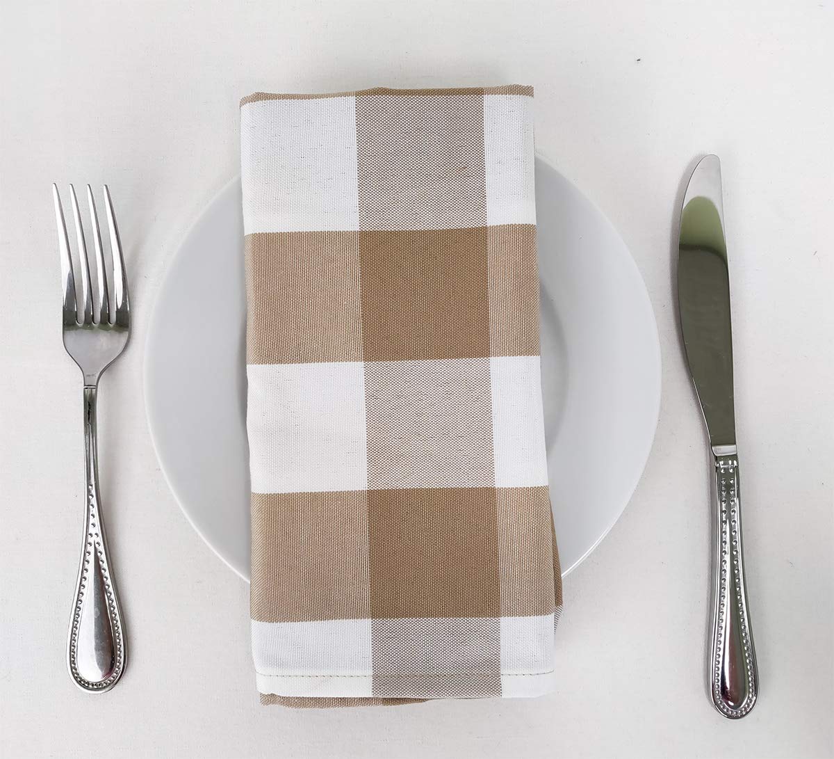 Fennco Styles Buffalo Check Design Cloth Napkins 18" W x 18" L, Set of 4 - Handmade in USA - Plaid Rustic Dinner Napkins for Everyday Use, Banquet, Holiday, Family Gathering and Special Occasion