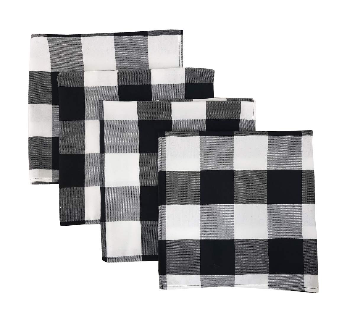Fennco Styles Buffalo Check Design Cloth Napkins 18" W x 18" L, Set of 4 - Handmade in USA - Plaid Rustic Dinner Napkins for Everyday Use, Banquet, Holiday, Family Gathering and Special Occasion