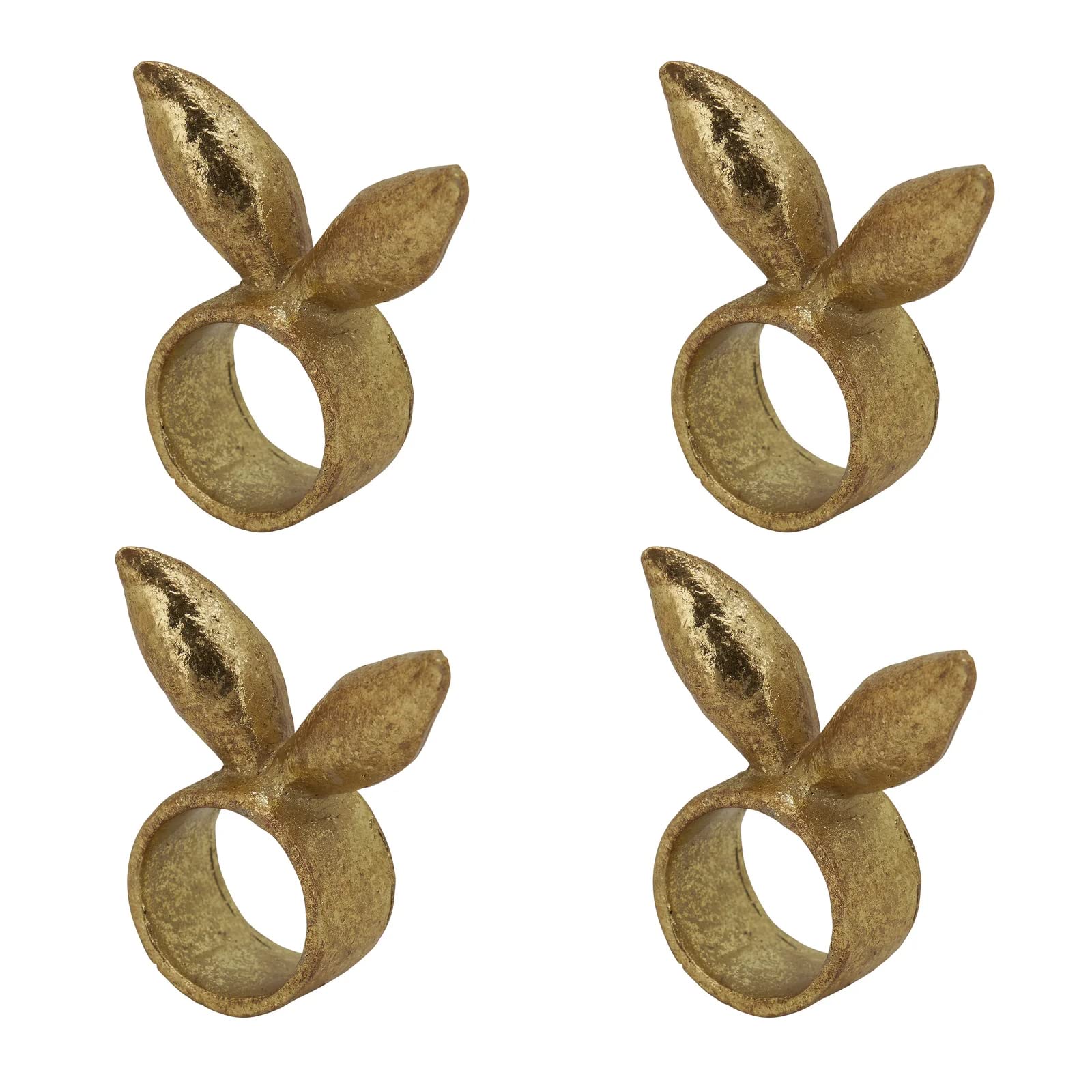Fennco Styles Bunny Ears Resin Decorative Napkin Rings, Set of 4 - Gold Napkin Holders for Home, Dining Table, Banquets, Easter, Holiday Décor and Special Occasion