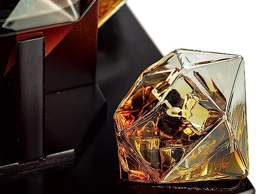 Diamond Whiskey Glasses Scotch Bourbon Or Wine Glasses Set Of 2 10 Oz Old Fashion El