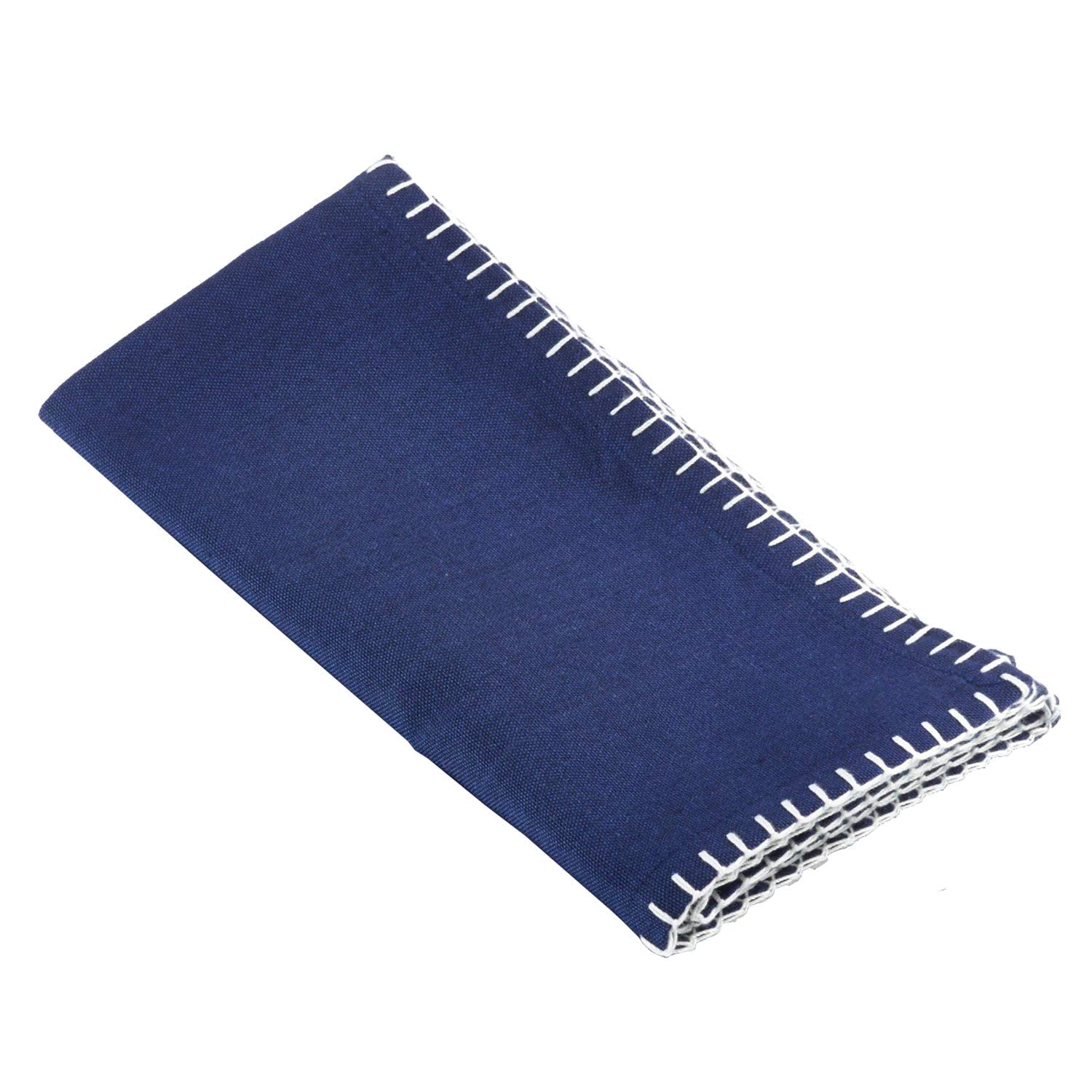 Celena Collection Contemporary Whip Stitched 100% Pure Cotton 20"x20" Cloth Napkins, Set of 4 - Navy Blue Diner Napkins for Banquet, Brunch Table, Special Events