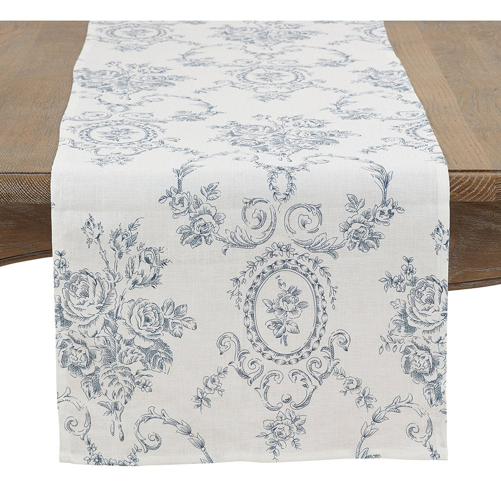 Floral Story Pure 100% Pure Linen Table Runner - Indigo Elegant Table Cover for Home, Dining Room, Weddings, Banquets, Holidays and Special Occasions