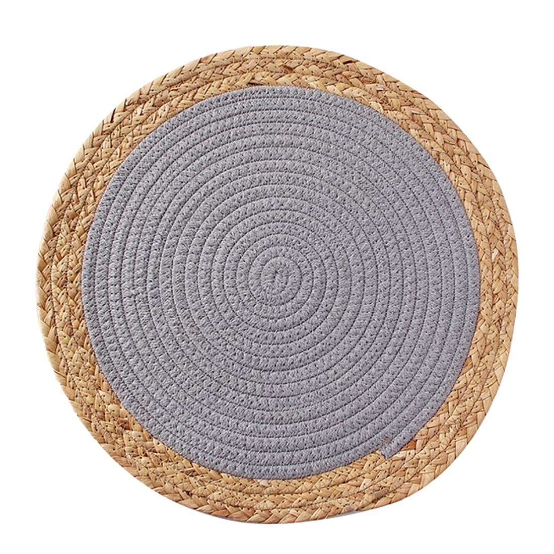 Fennco Styles Hand-Woven Rattan Cotton Rope Placemats Round, Set of 4 - Braided Table Mats Heat Resistant Insulation for Home, Boho Décor, Dining Table, Banquets, Special Events