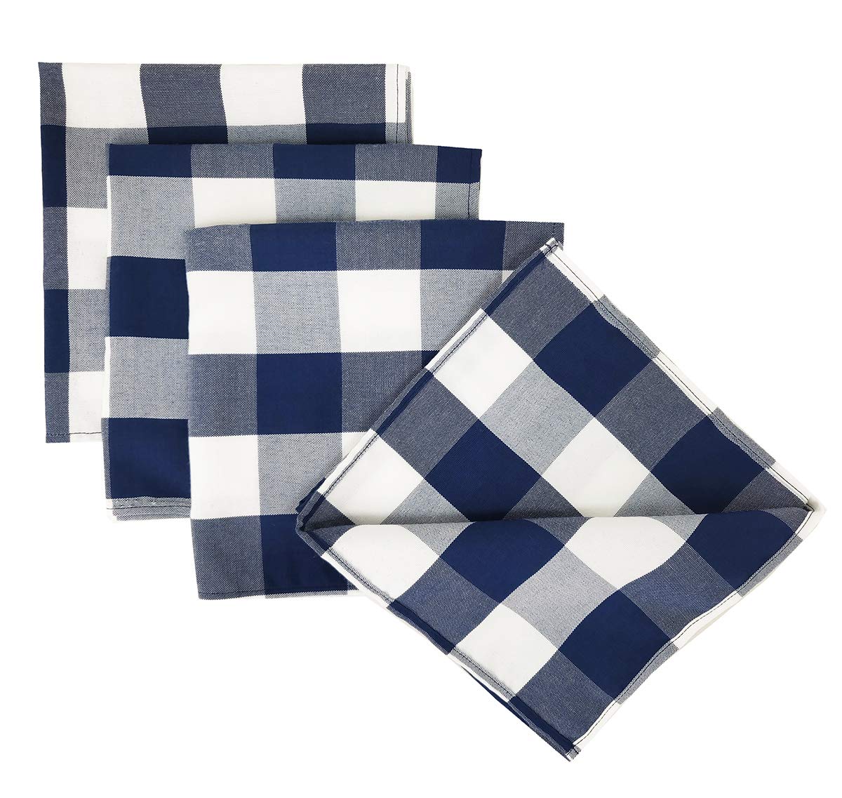 Fennco Styles Buffalo Check Design Cloth Napkins 18" W x 18" L, Set of 4 - Handmade in USA - Plaid Rustic Dinner Napkins for Everyday Use, Banquet, Holiday, Family Gathering and Special Occasion