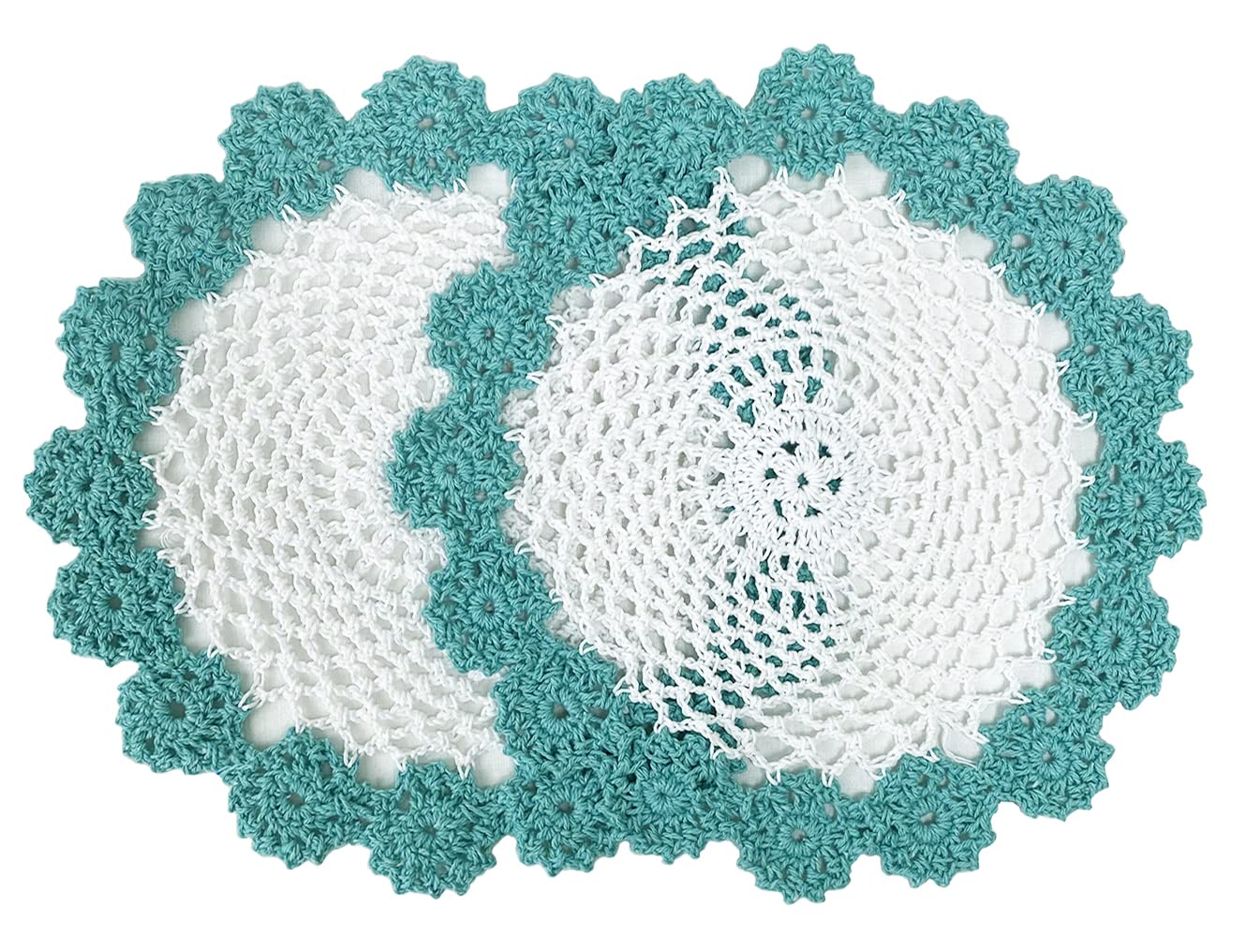 Fennco Styles Handmade Two-Tone Floral Crochet Tray Doily, 9" Round - Cloth Placemat for Everyday Use, Holidays, Home Décor, Cocktail Party, Tea Party, Special Occasion