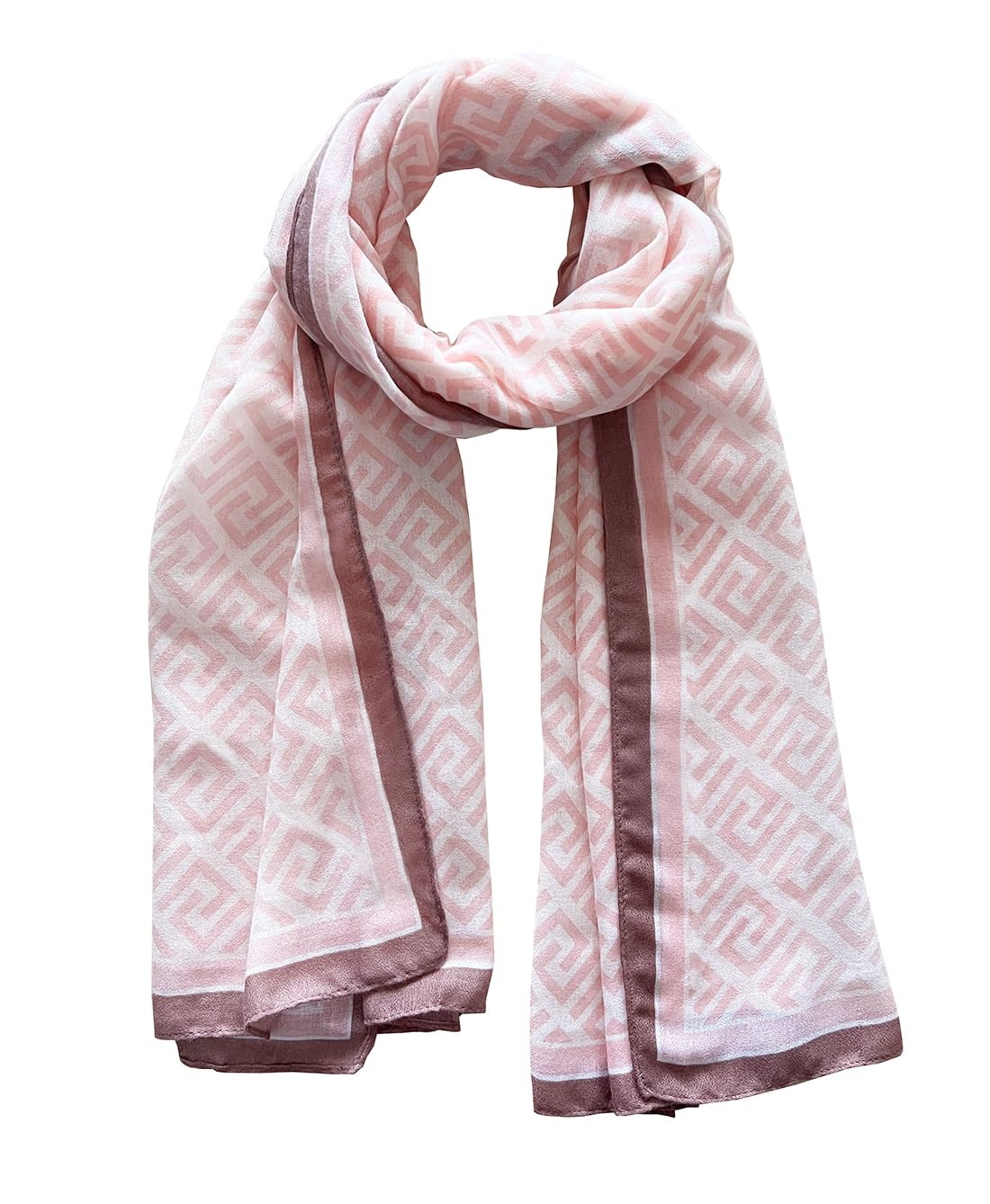 stylesilove Women Geometric Maze Print Scarf with Border Design Soft Shawl Scarves Neck Wraps for All Season, 3 Colors