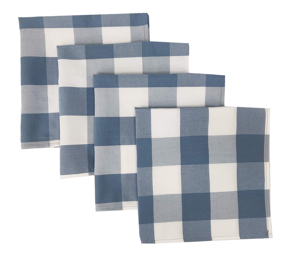 Fennco Styles Buffalo Check Design Cloth Napkins 18" W x 18" L, Set of 4 - Handmade in USA - Plaid Rustic Dinner Napkins for Everyday Use, Banquet, Holiday, Family Gathering and Special Occasion
