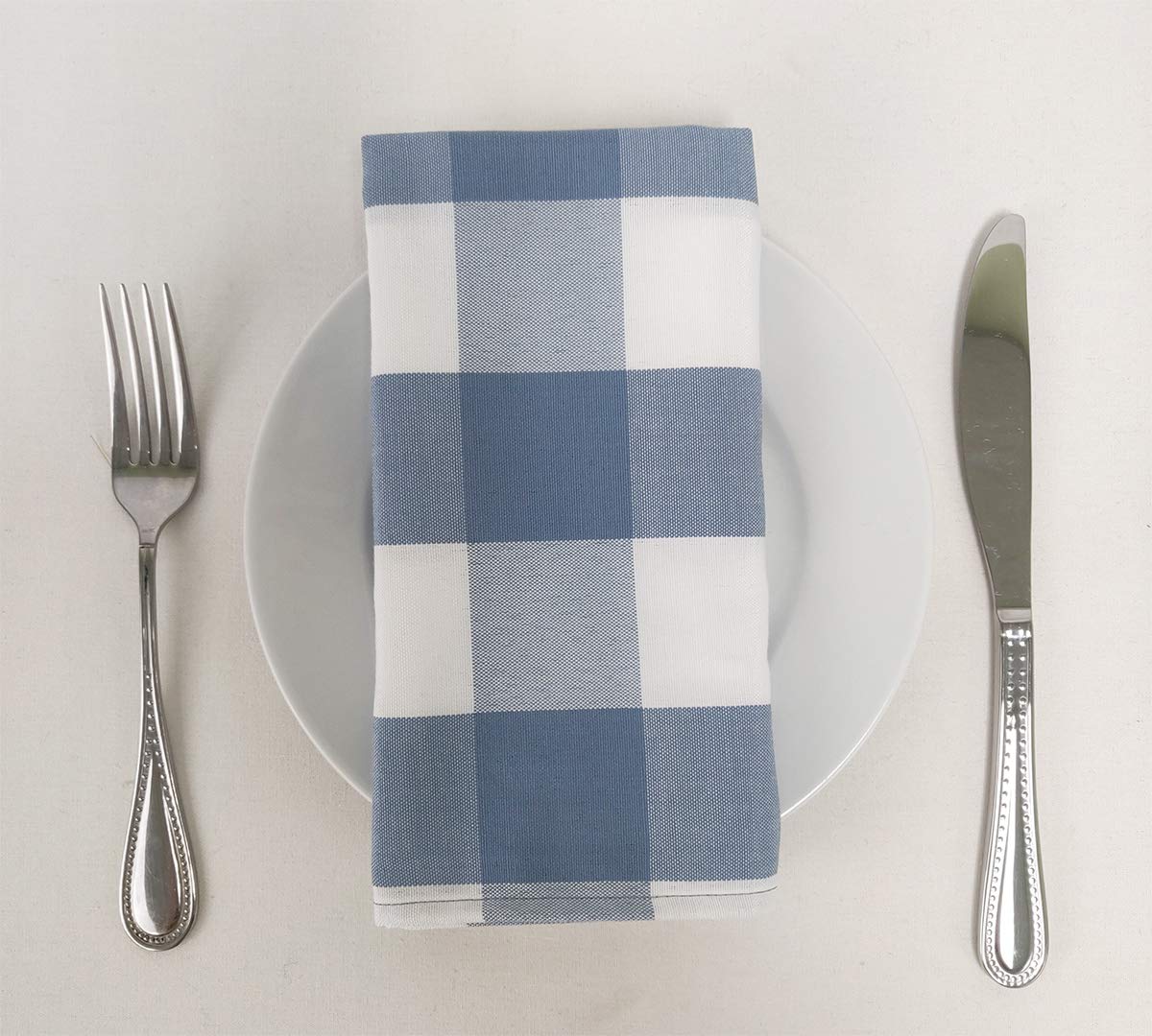 Fennco Styles Buffalo Check Design Cloth Napkins 18" W x 18" L, Set of 4 - Handmade in USA - Plaid Rustic Dinner Napkins for Everyday Use, Banquet, Holiday, Family Gathering and Special Occasion