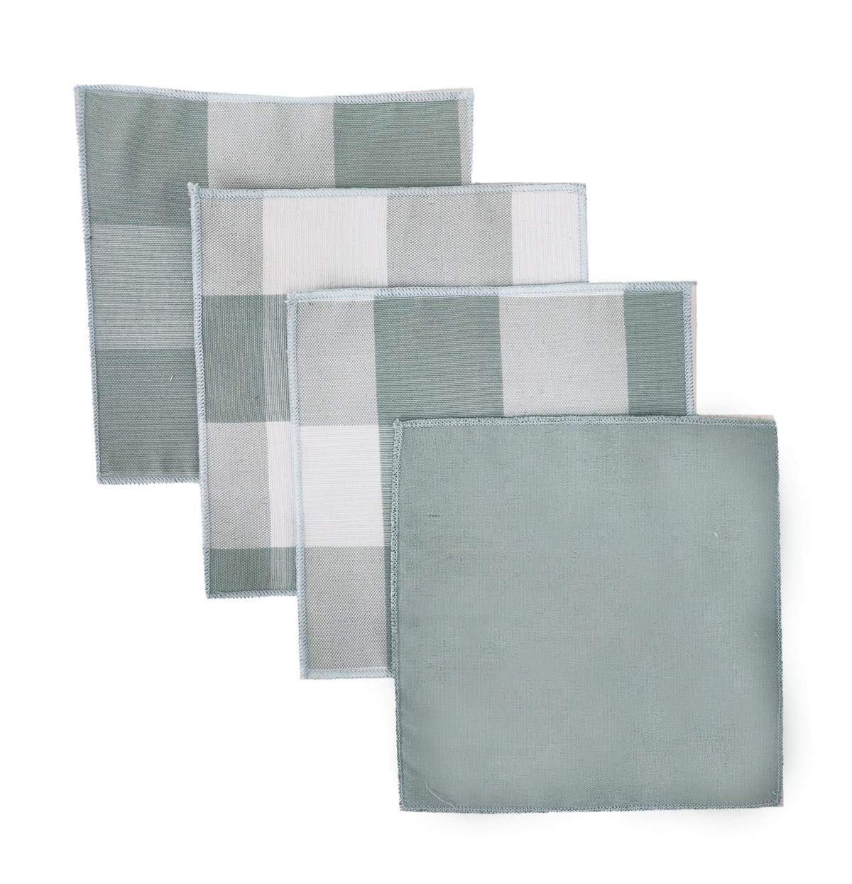 Fennco Styles Buffalo Check Double Layers Reversible Coasters 6"W x 6"L, Set of 4 - Handmade in USA - Plaid Cocktail Napkins for Everyday Use and Special Occasion