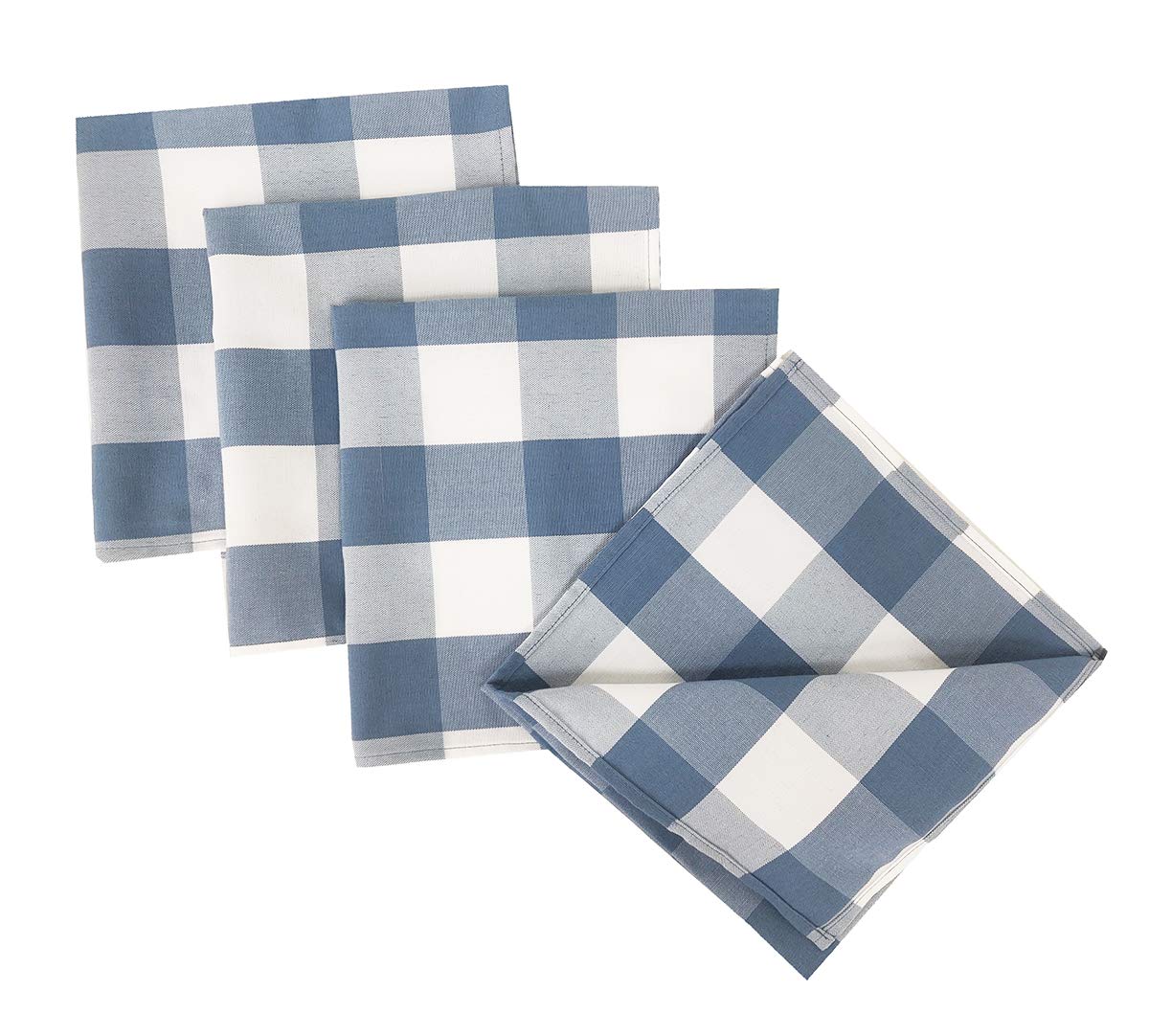 Fennco Styles Buffalo Check Design Cloth Napkins 18" W x 18" L, Set of 4 - Handmade in USA - Plaid Rustic Dinner Napkins for Everyday Use, Banquet, Holiday, Family Gathering and Special Occasion