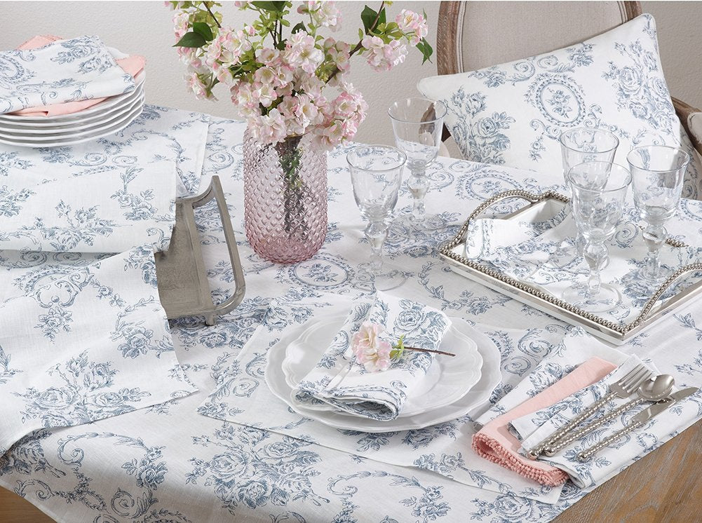 Floral Story Pure 100% Pure Linen Table Runner - Indigo Elegant Table Cover for Home, Dining Room, Weddings, Banquets, Holidays and Special Occasions