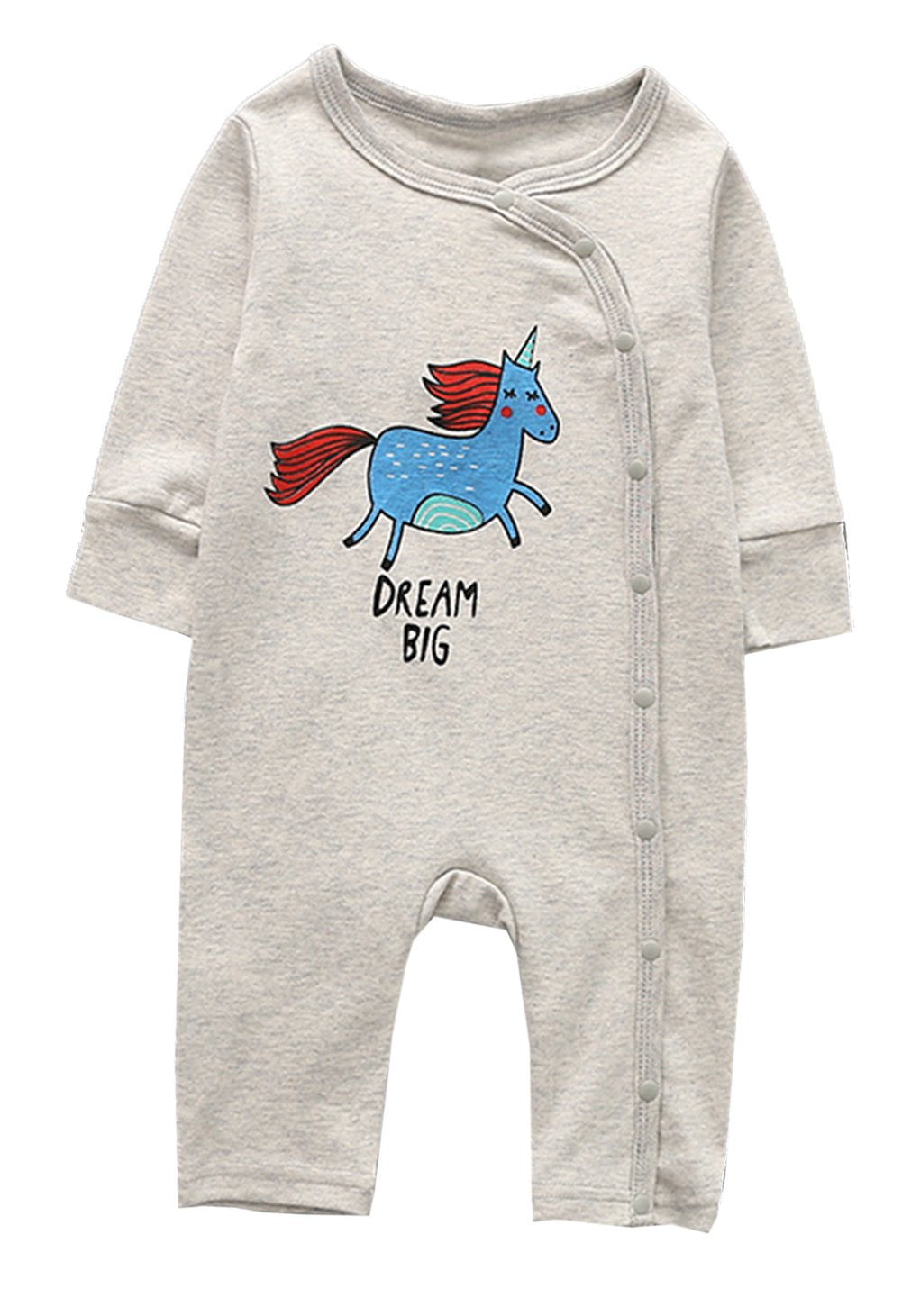 stylesilove Chic and Fun Animal Character Infant Baby Boy Long Sleeve Cotton Jumpsuit Outfit