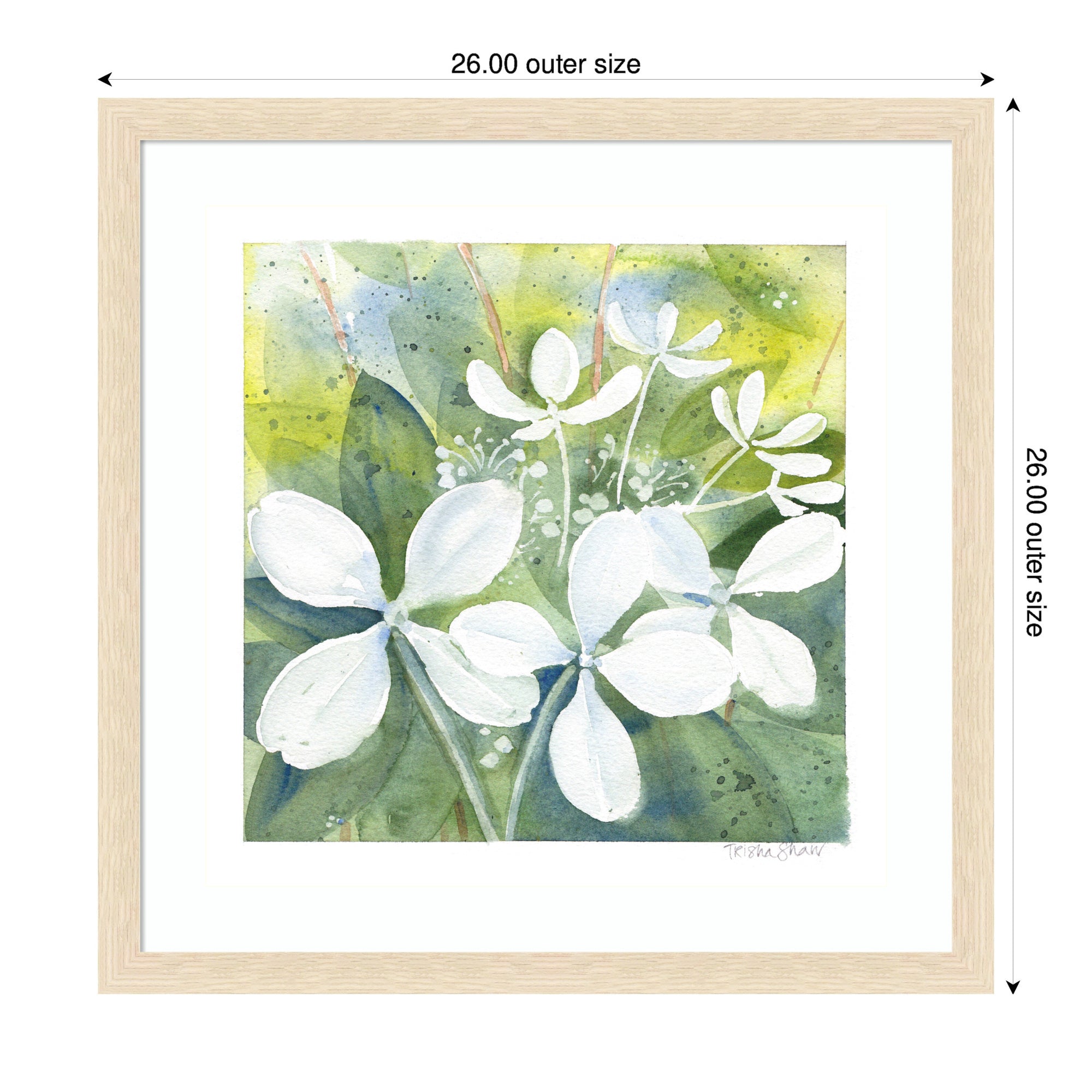 Framed Art White Phantom Hydrangea in Greens by Patricia Shaw