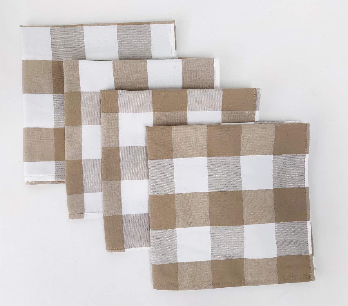 Fennco Styles Buffalo Check Design Cloth Napkins 18" W x 18" L, Set of 4 - Handmade in USA - Plaid Rustic Dinner Napkins for Everyday Use, Banquet, Holiday, Family Gathering and Special Occasion