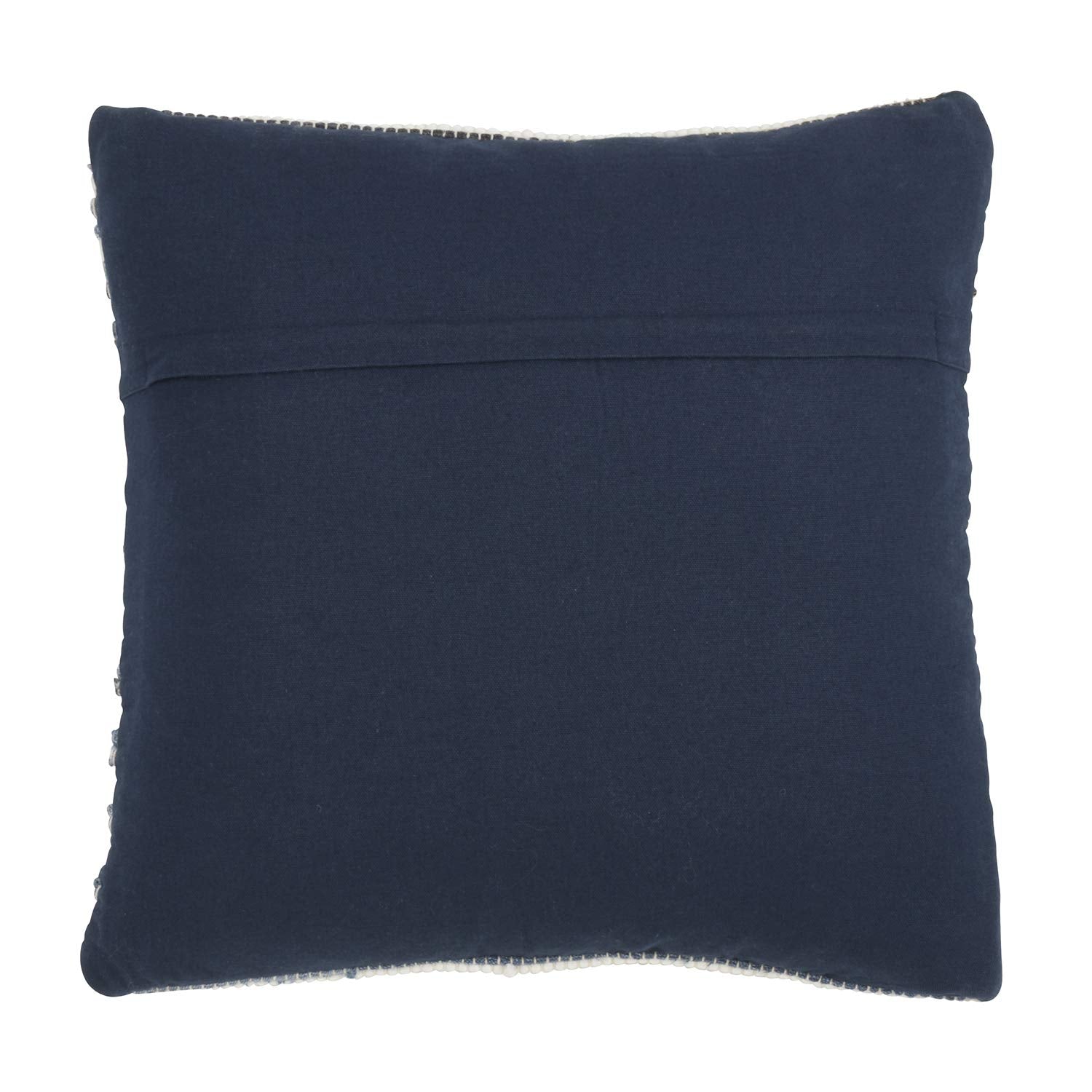 Gênes Collection Bohemian Tasseled Chindi 100% Pure Cotton 18 x 18 Inch Throw Pillow with Case & Insert – Denim Accent Pillow for Couch, Bedroom and Living Room Décor