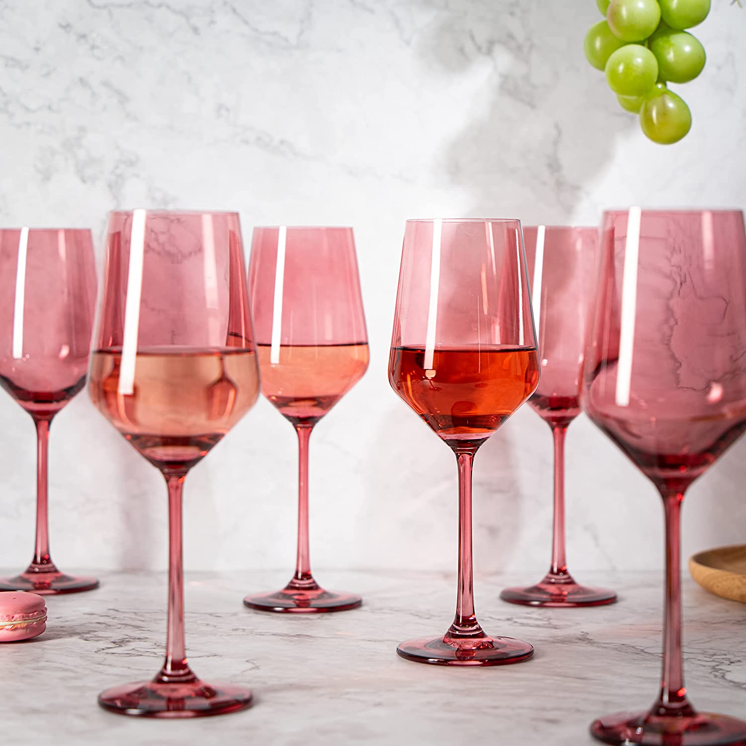 Set Of 6 Colored Wine Glasses 12 Oz Hand Blown Italian Style Crystal Bordeaux Wine Glasses Premium S