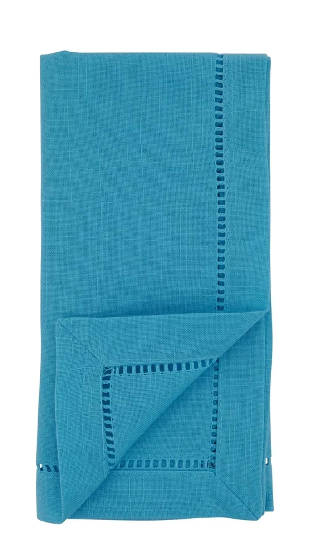 Fennco Styles Classic Hemstitch Design 20 Inch Square Table Dinner Cloth Napkins, Set of 4 – Turquoise Table Cover for Home Décor, Dining Table, Banquets, Holidays and Special Occasions