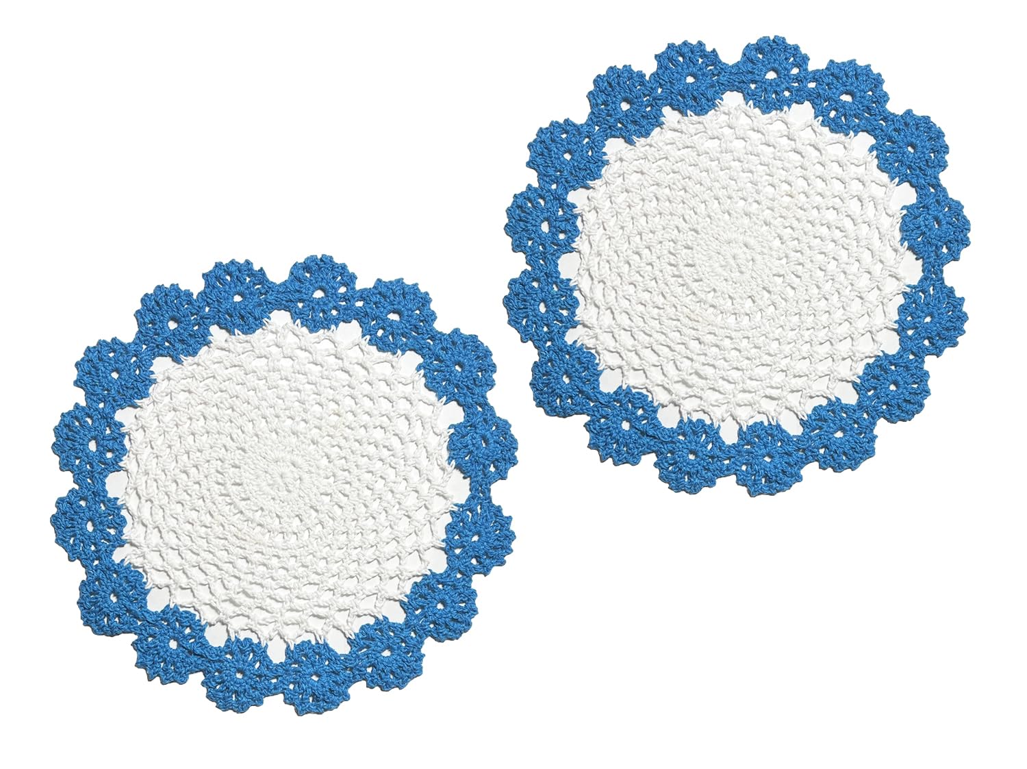 Fennco Styles Handmade Two-Tone Floral Crochet Tray Doily, 9" Round - Cloth Placemat for Everyday Use, Holidays, Home Décor, Cocktail Party, Tea Party, Special Occasion