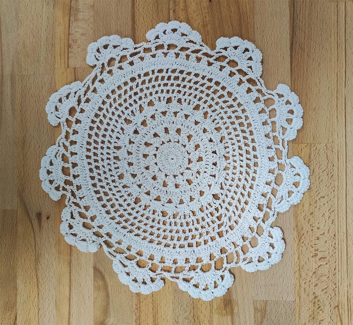 Fennco Styles Handmade Medallion Crochet Lace Round Cotton Placemat Doilies - 4 Pack