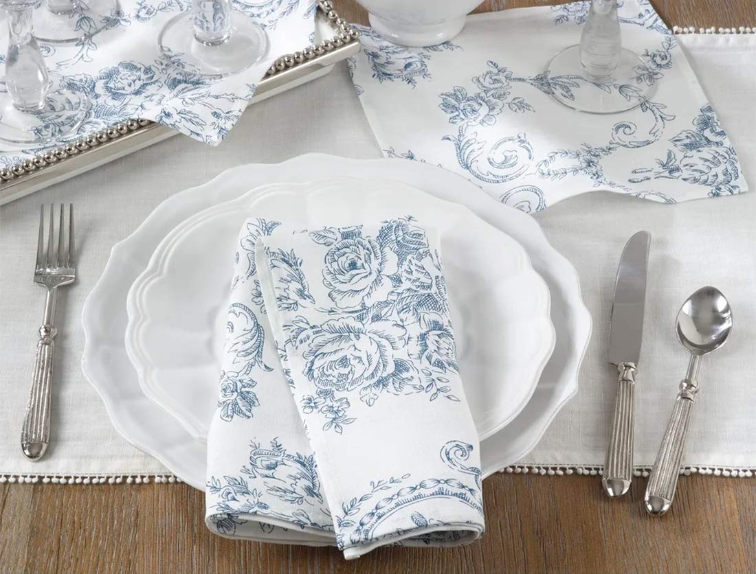 Floral Story Pure 100% Pure Linen Table Runner - Indigo Elegant Table Cover for Home, Dining Room, Weddings, Banquets, Holidays and Special Occasions