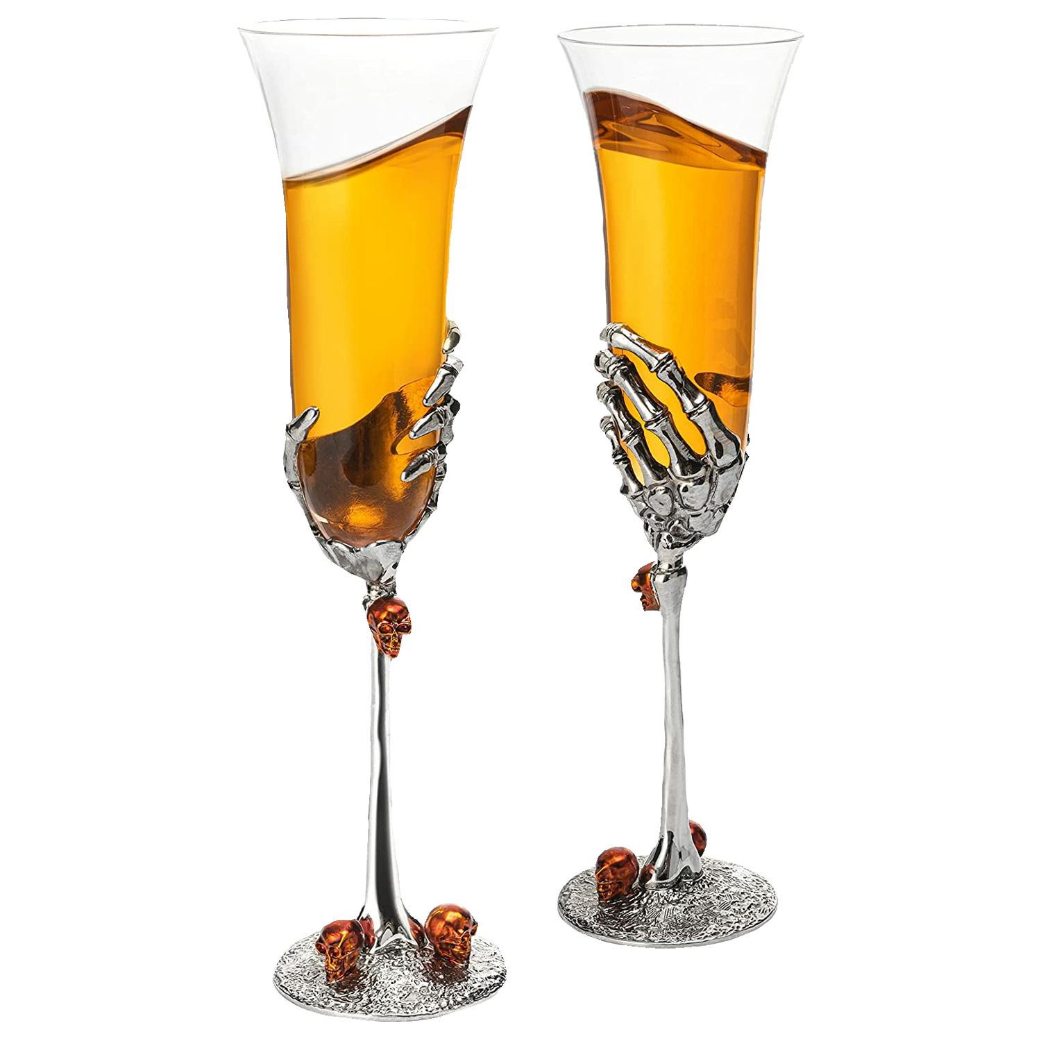 Stemmed Single Skeleton Champagne Glasses Single Glass 7OZ Skeleton Glasses 9 H Goth