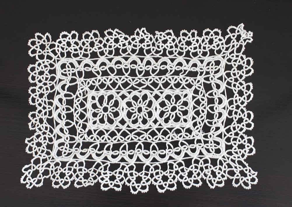 Fennco Styles Handmade All-Over Tatted Lace Doilies, 10-inch Heart Shaped, White Color, Set of 4