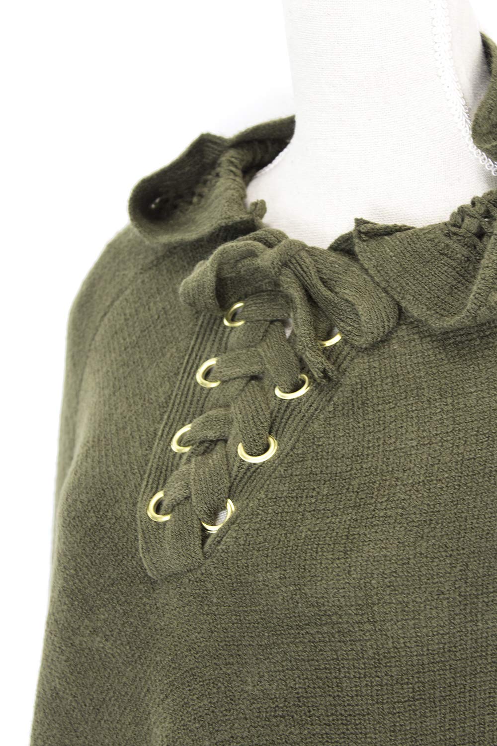 Styles I Love Women Fringed Lace Up Hooded Poncho Pullover Cardigan Soft Wrap for Winter Season