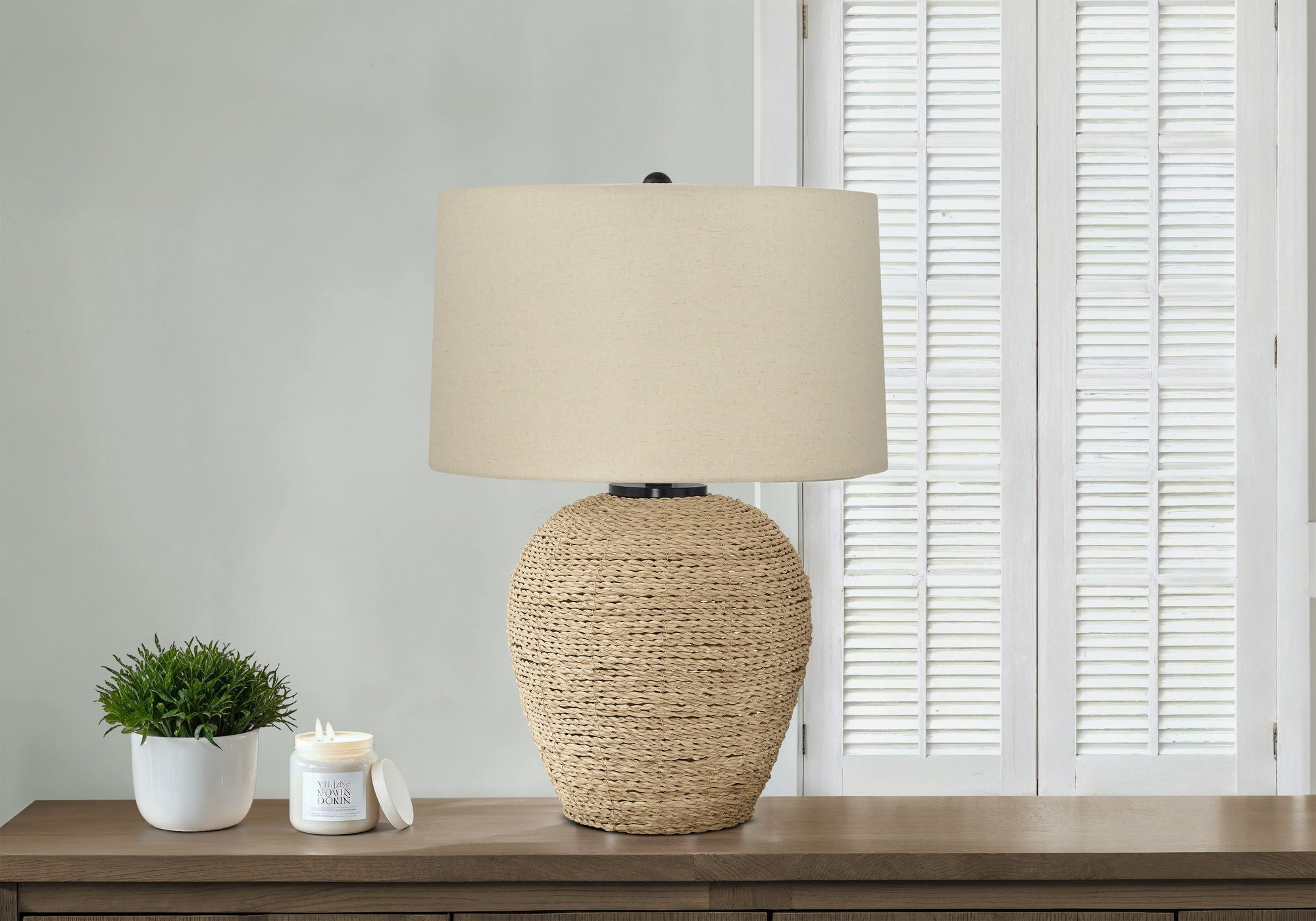 Lighting Table Lamp Rattan Resin Transitional - Beige