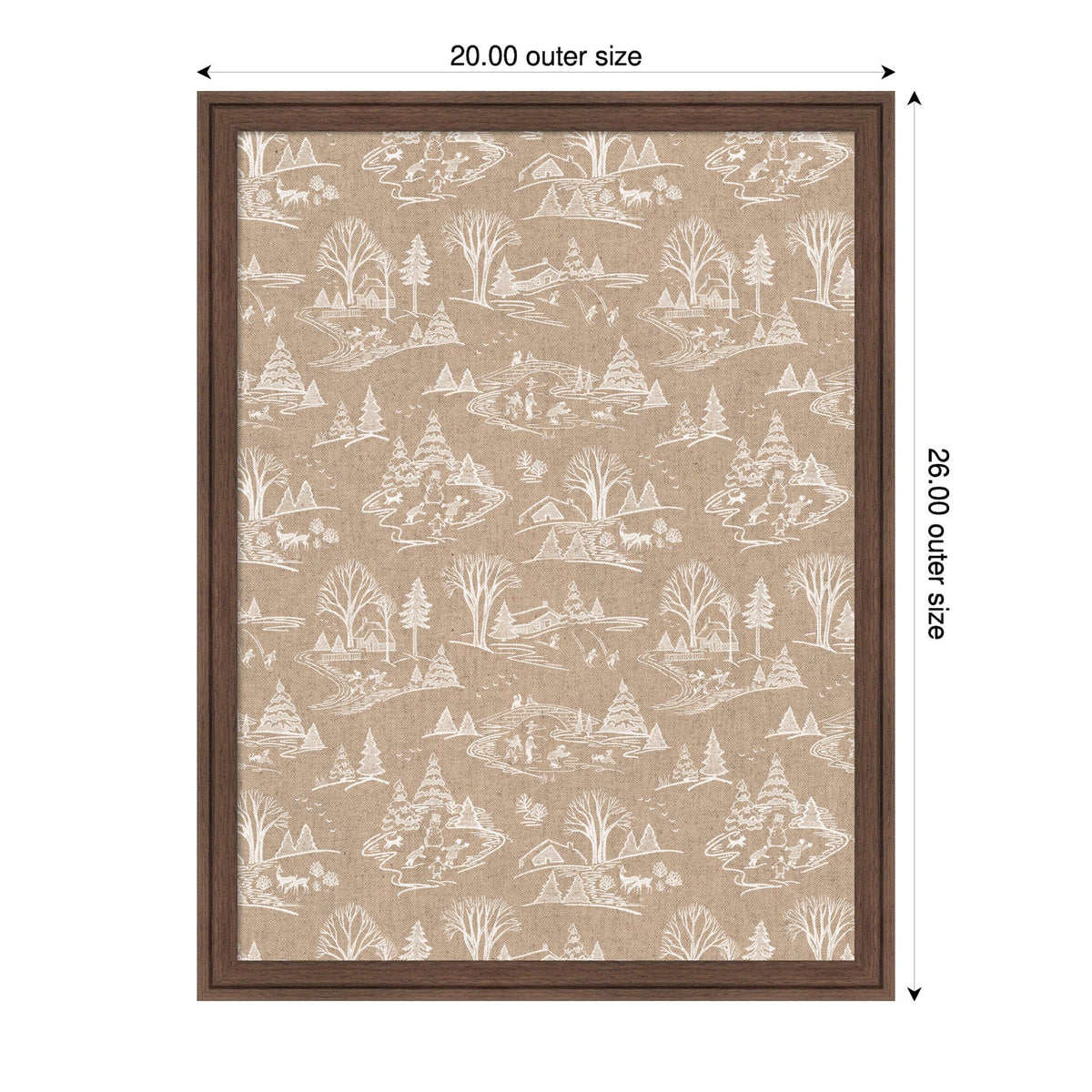 Framed Fabric Magnetic Board Wonderland White Toile Wall Organization