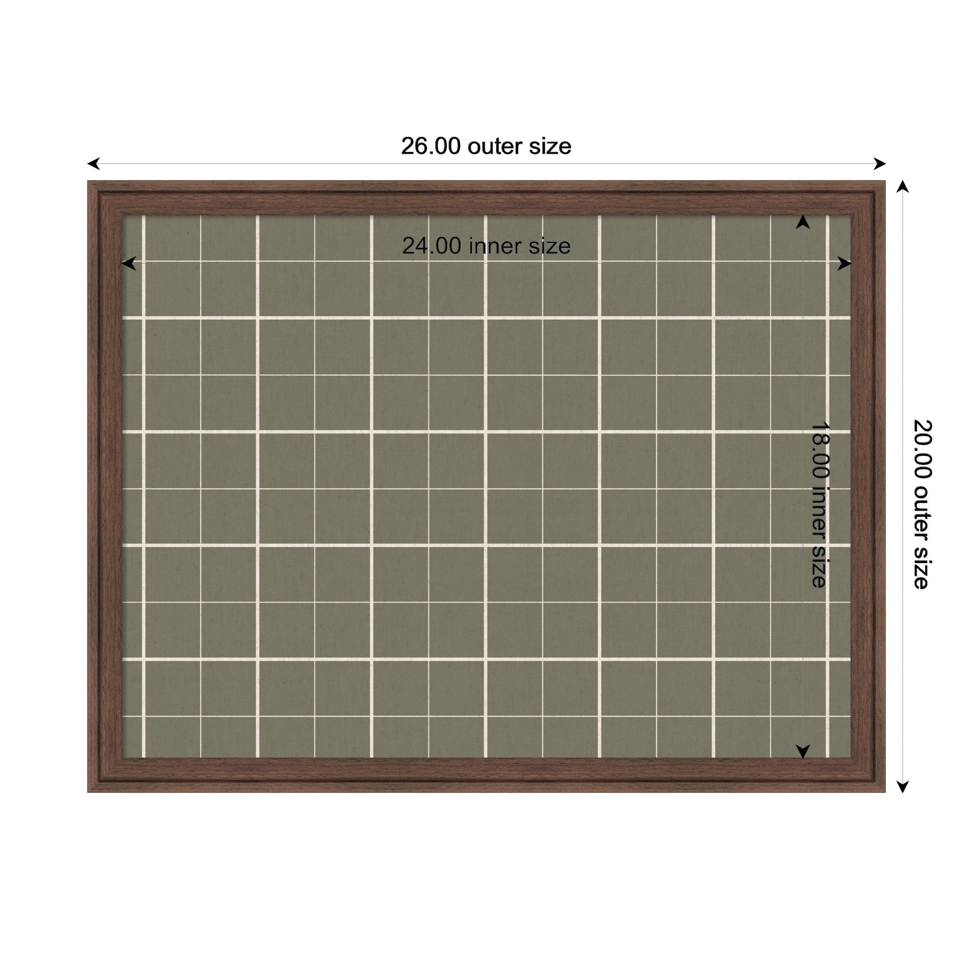 Framed Fabric Pinboard Sage Green Plaid Wall Organization