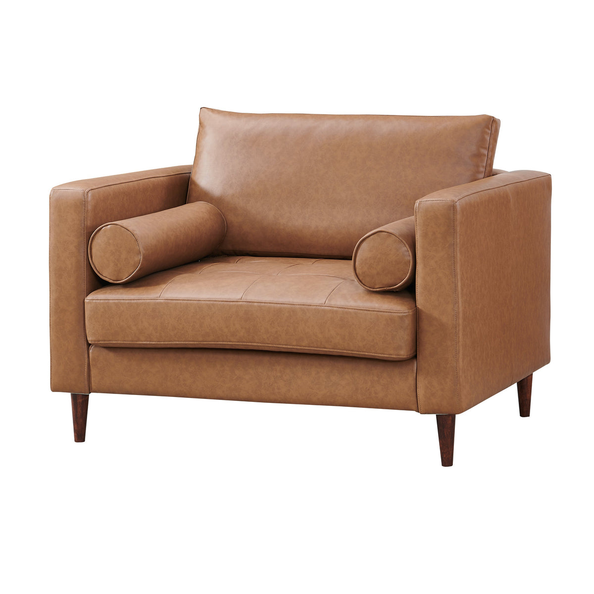 Alessandra Modern Contemporary Eco Leather Arm Chair - Light Brown