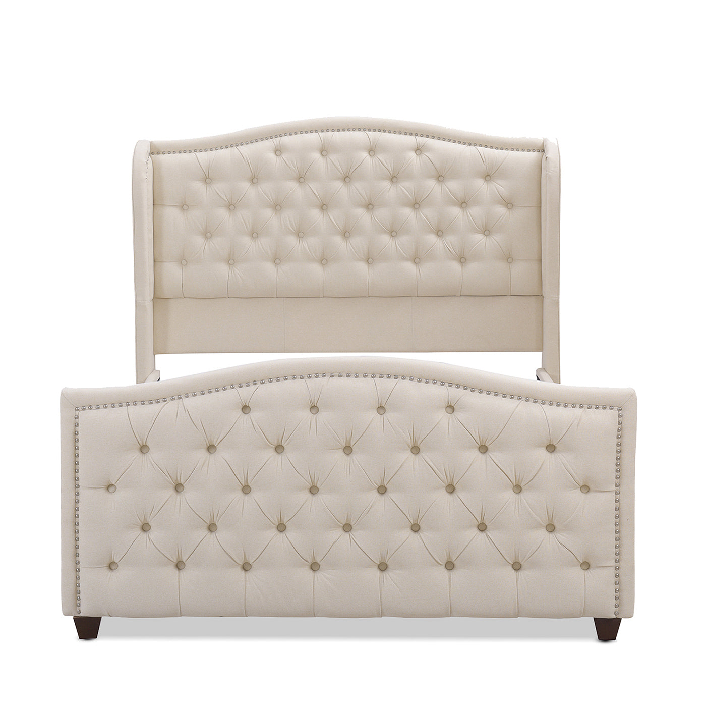 Marcella Upholstered Shelter Headboard Bed Set, Queen, Sky Neutral Beige Polyester